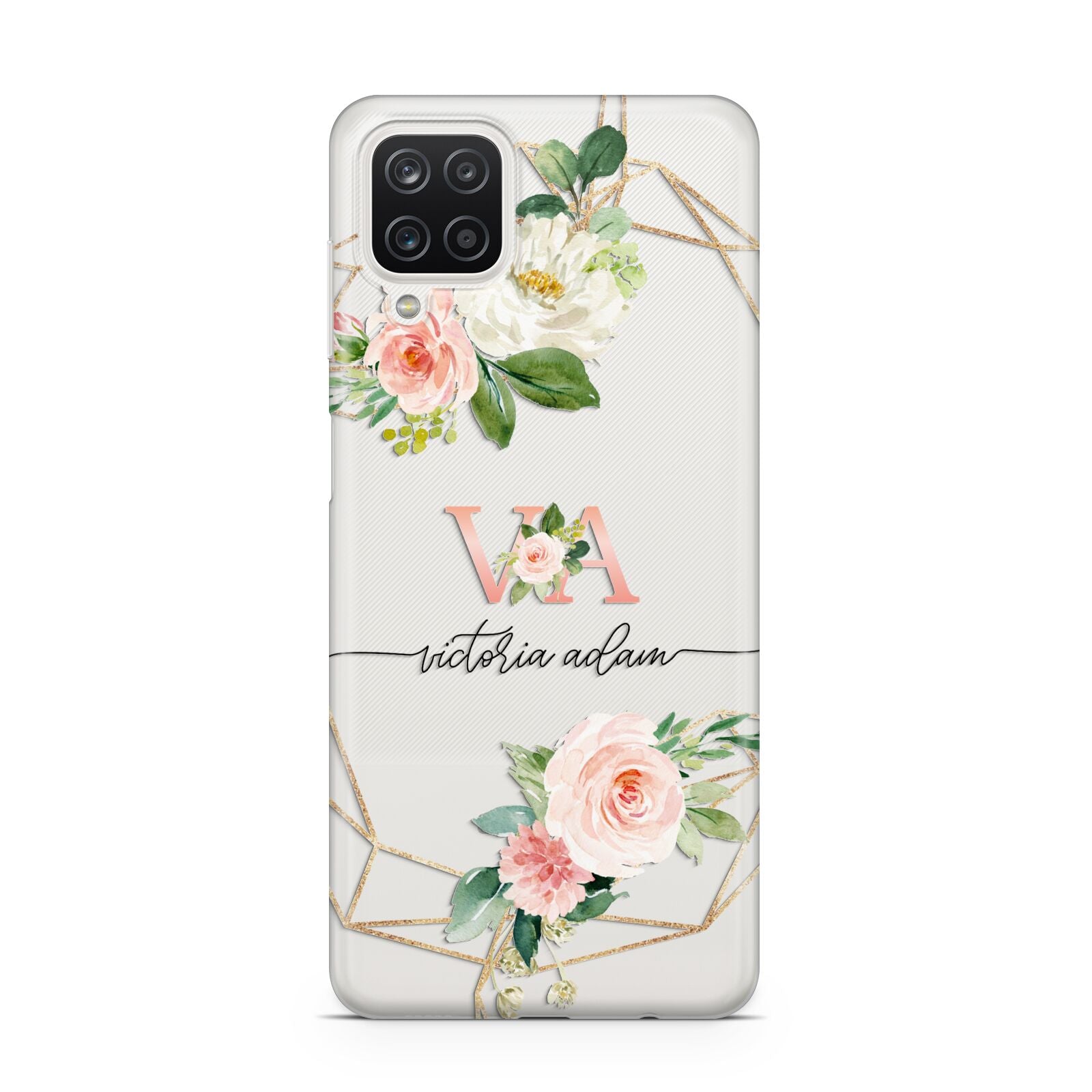 Blush Pink Rose Floral Personalised Samsung M12 Case