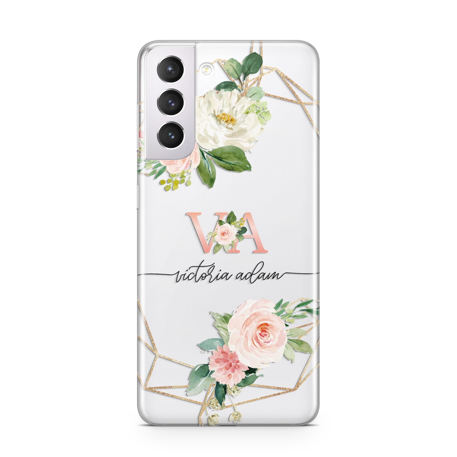 Blush Pink Rose Floral Personalised Samsung S21 Case