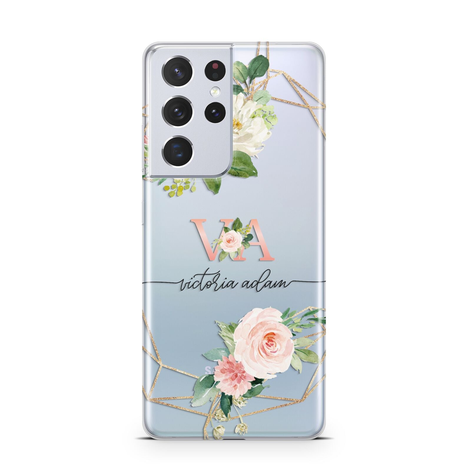 Blush Pink Rose Floral Personalised Samsung S21 Ultra Case