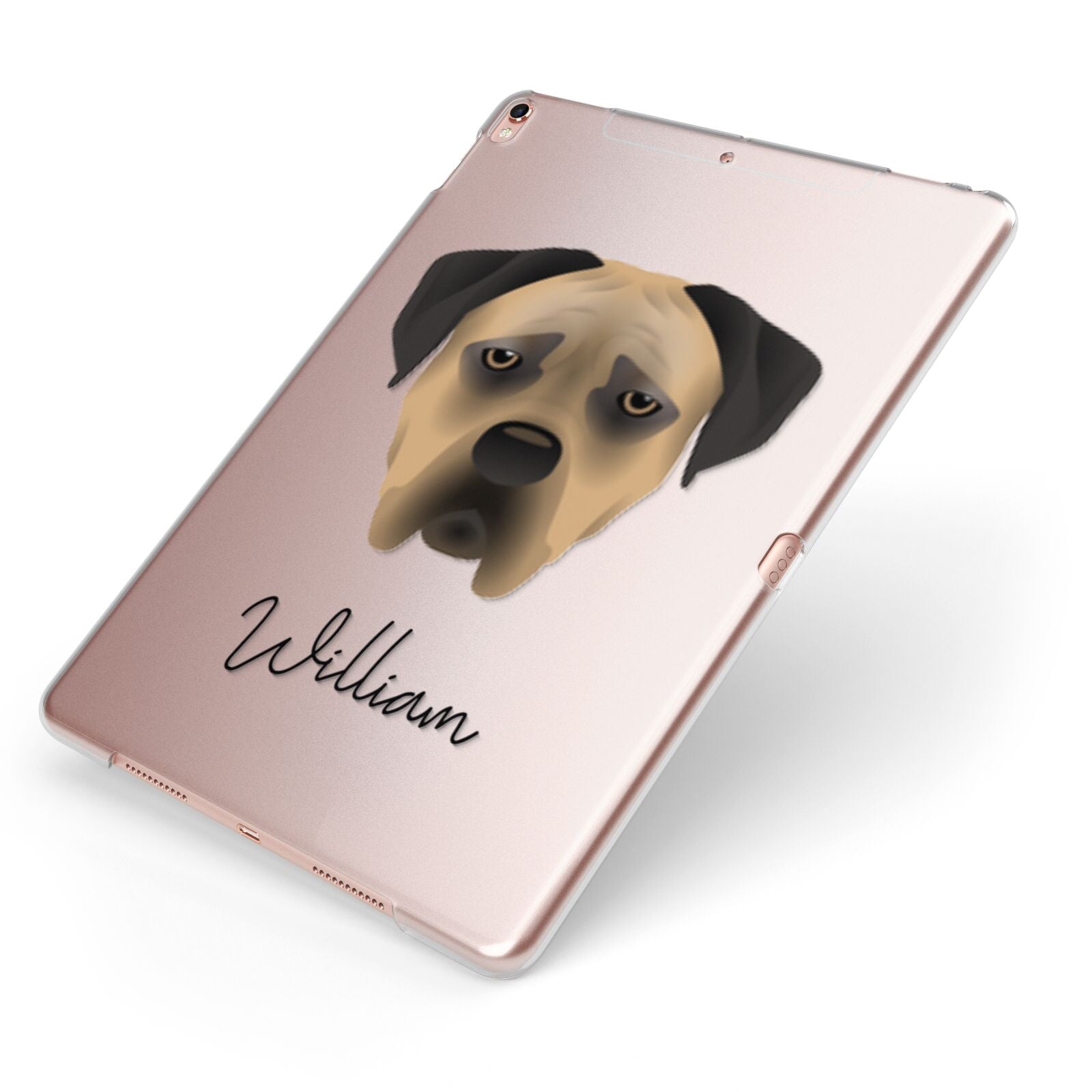 Boerboel Personalised Apple iPad Case on Rose Gold iPad Side View