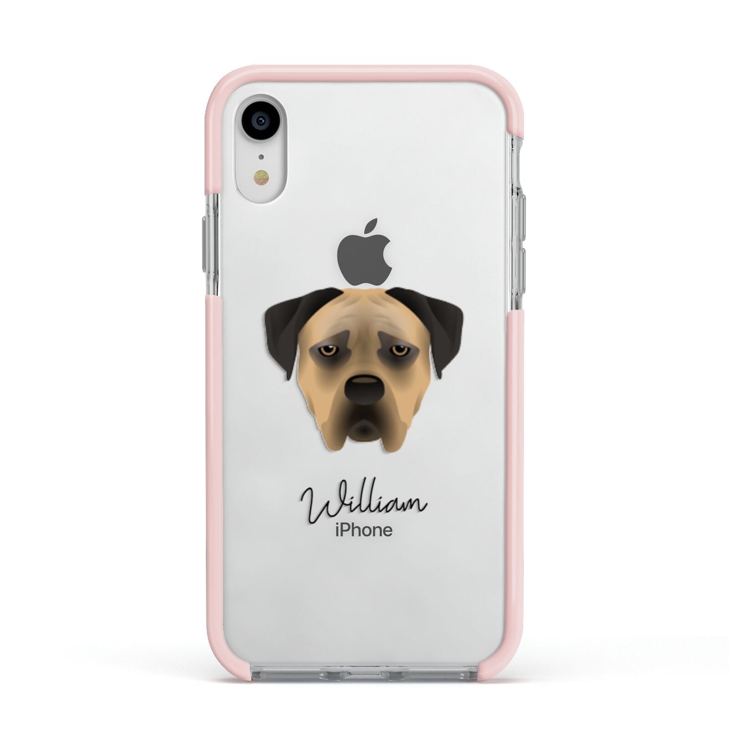 Boerboel Personalised Apple iPhone XR Impact Case Pink Edge on Silver Phone