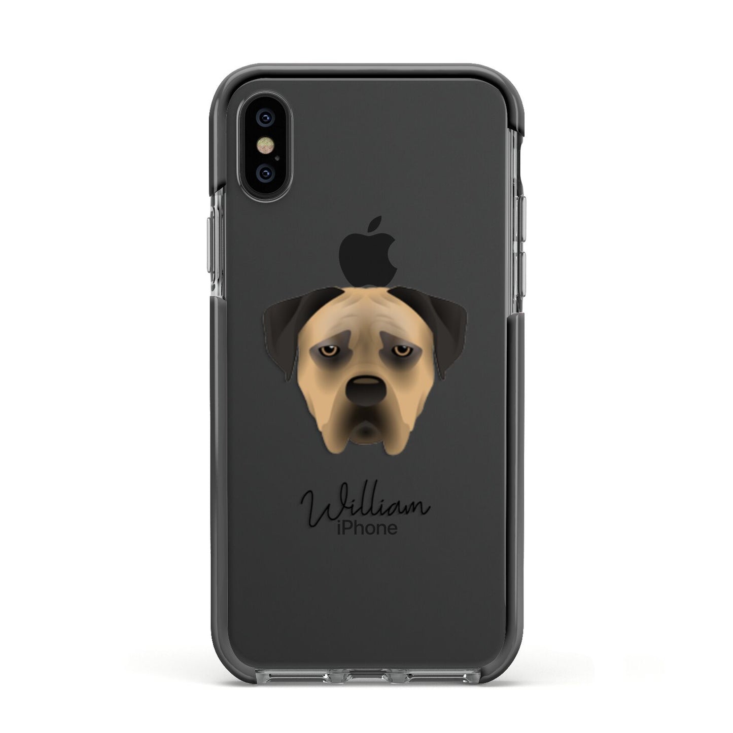 Boerboel Personalised Apple iPhone Xs Impact Case Black Edge on Black Phone