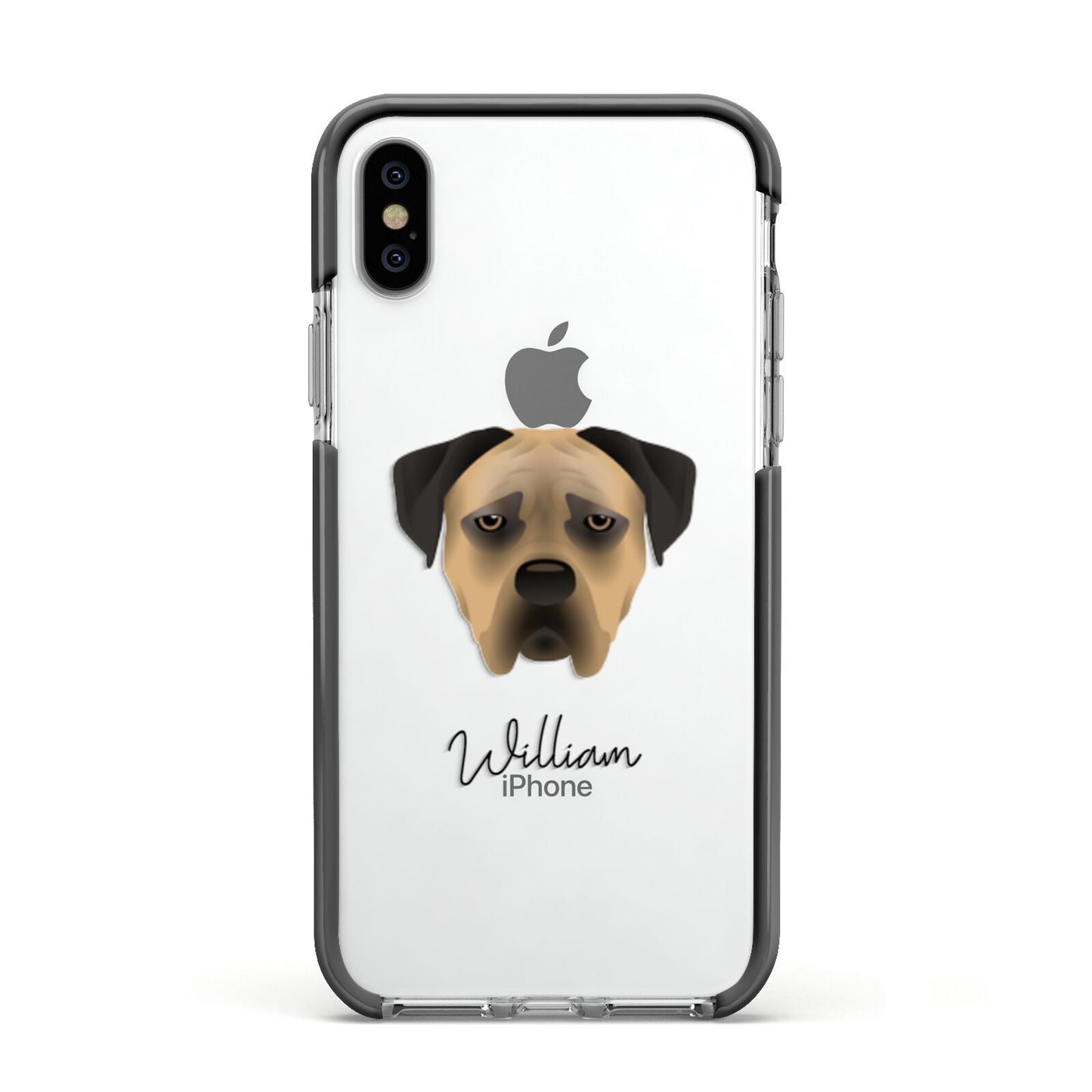 Boerboel Personalised Apple iPhone Xs Impact Case Black Edge on Silver Phone