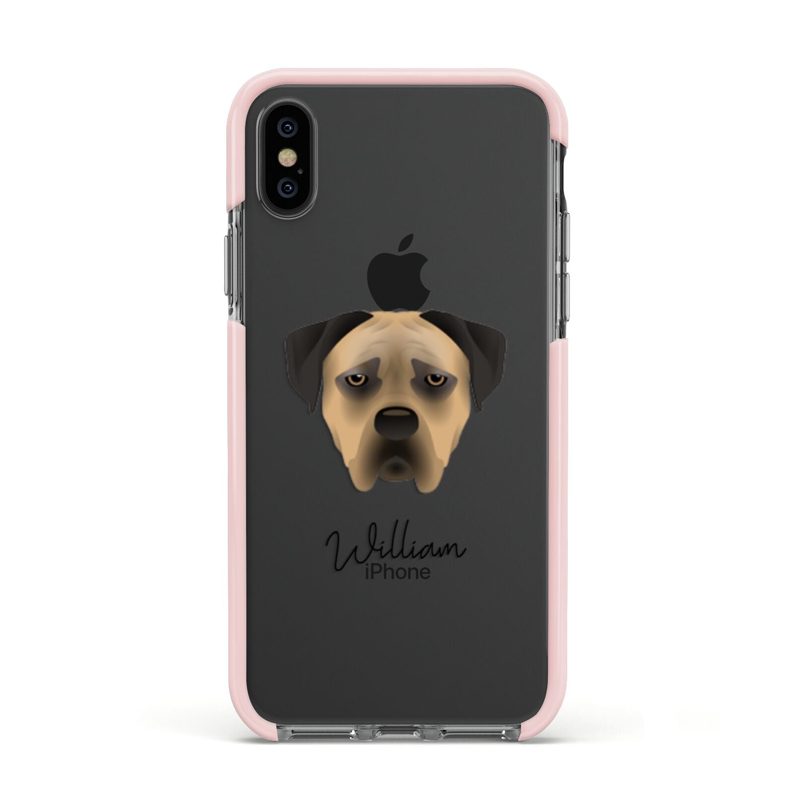 Boerboel Personalised Apple iPhone Xs Impact Case Pink Edge on Black Phone