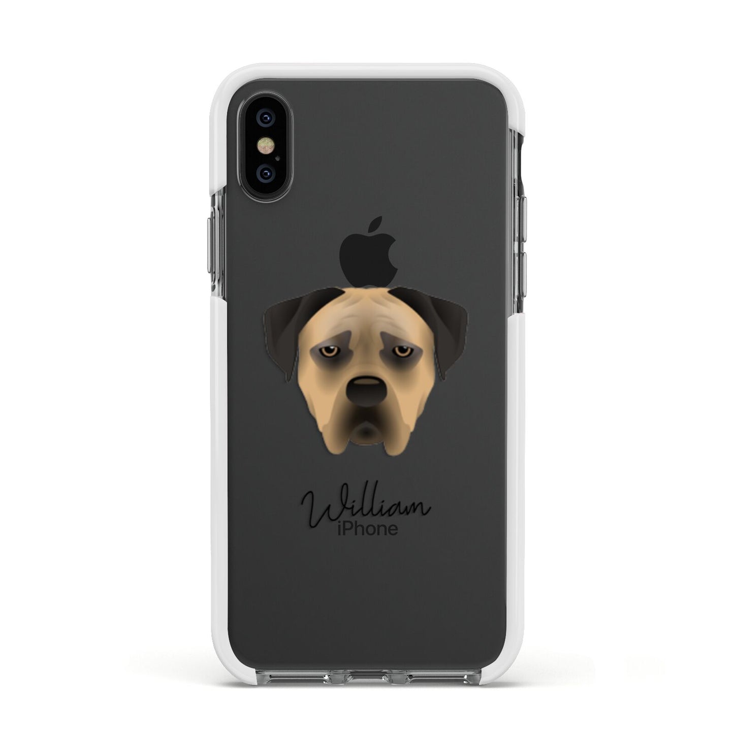 Boerboel Personalised Apple iPhone Xs Impact Case White Edge on Black Phone