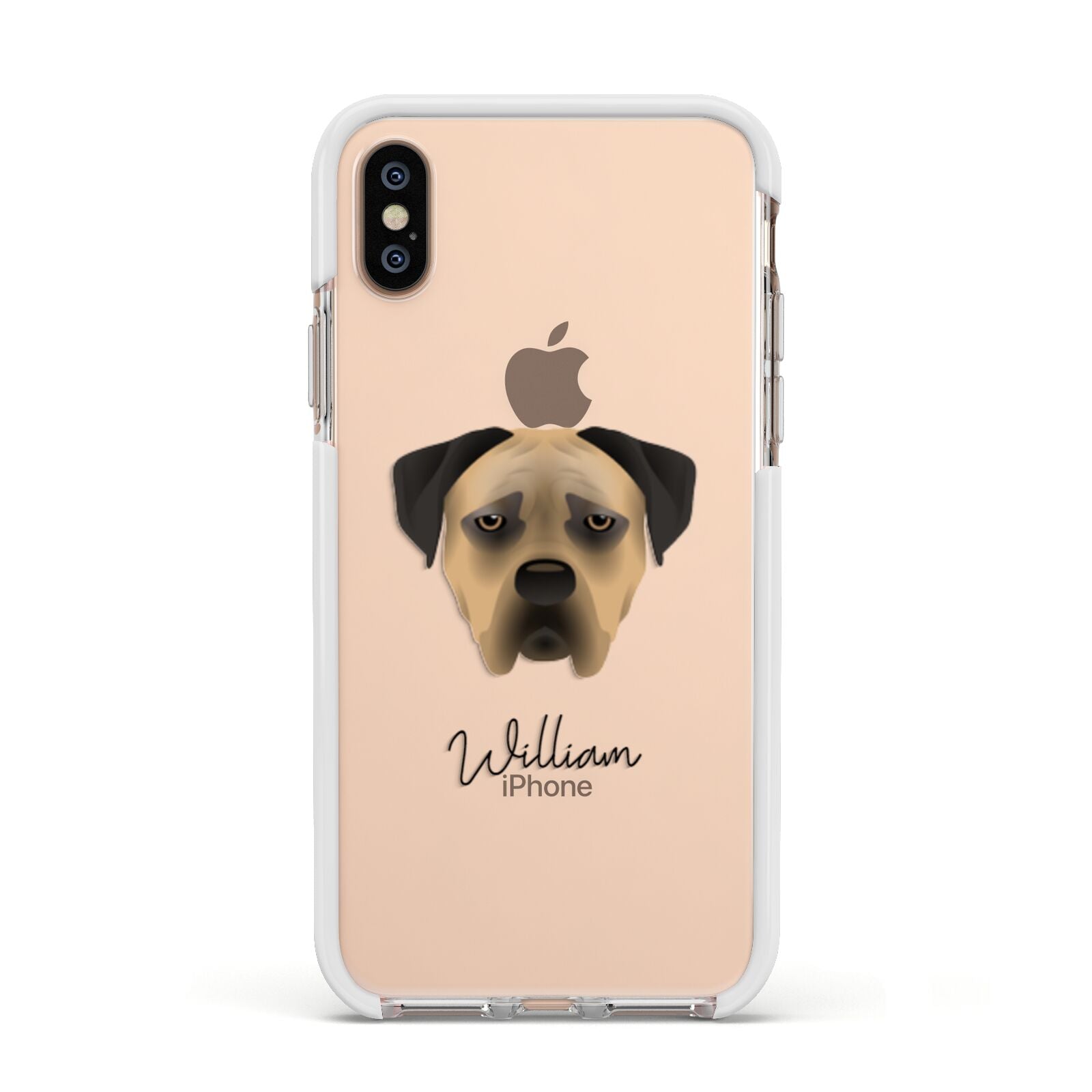 Boerboel Personalised Apple iPhone Xs Impact Case White Edge on Gold Phone