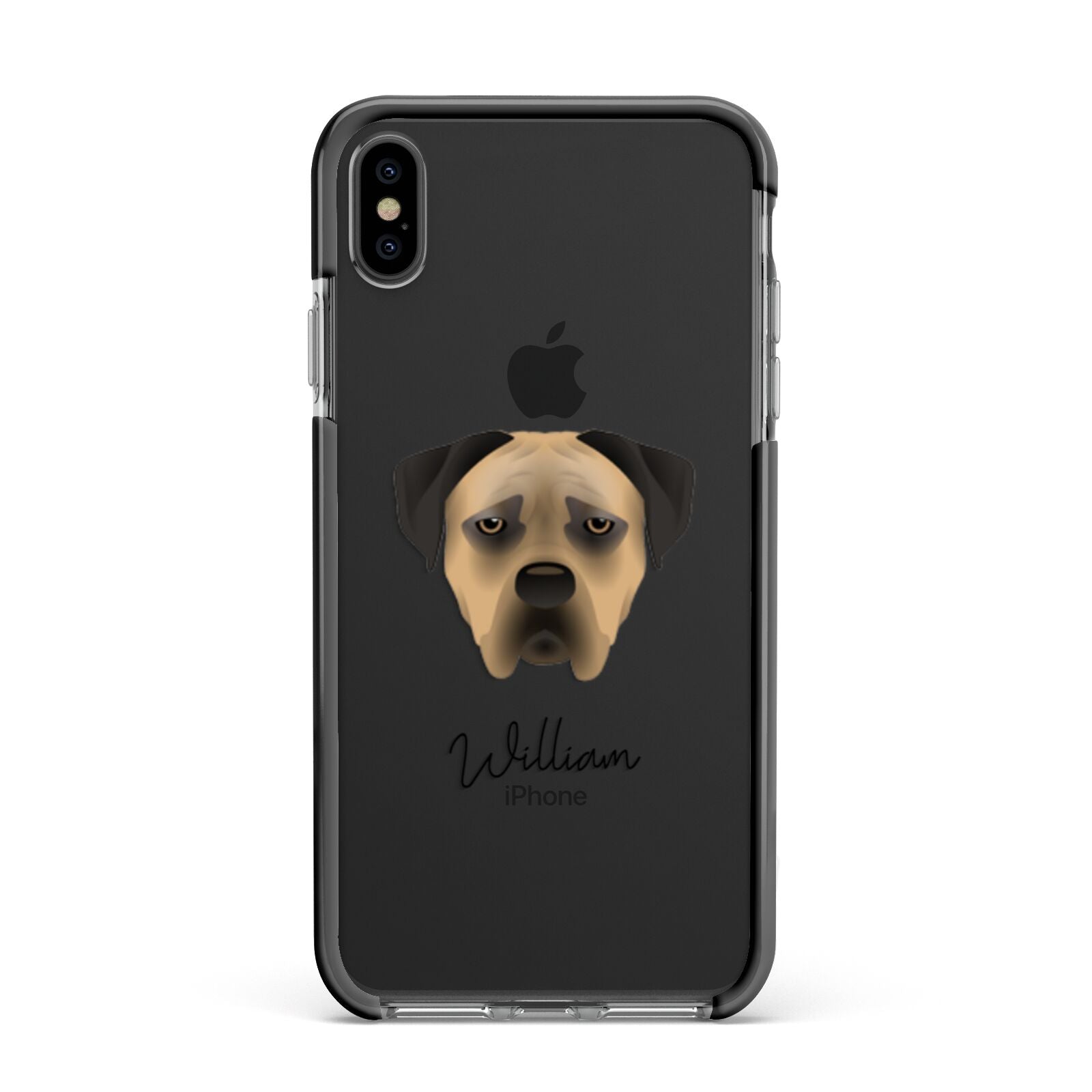 Boerboel Personalised Apple iPhone Xs Max Impact Case Black Edge on Black Phone