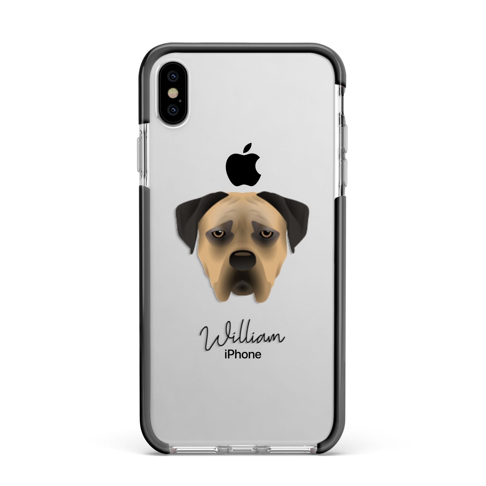 Boerboel Personalised Apple iPhone Xs Max Impact Case Black Edge on Silver Phone