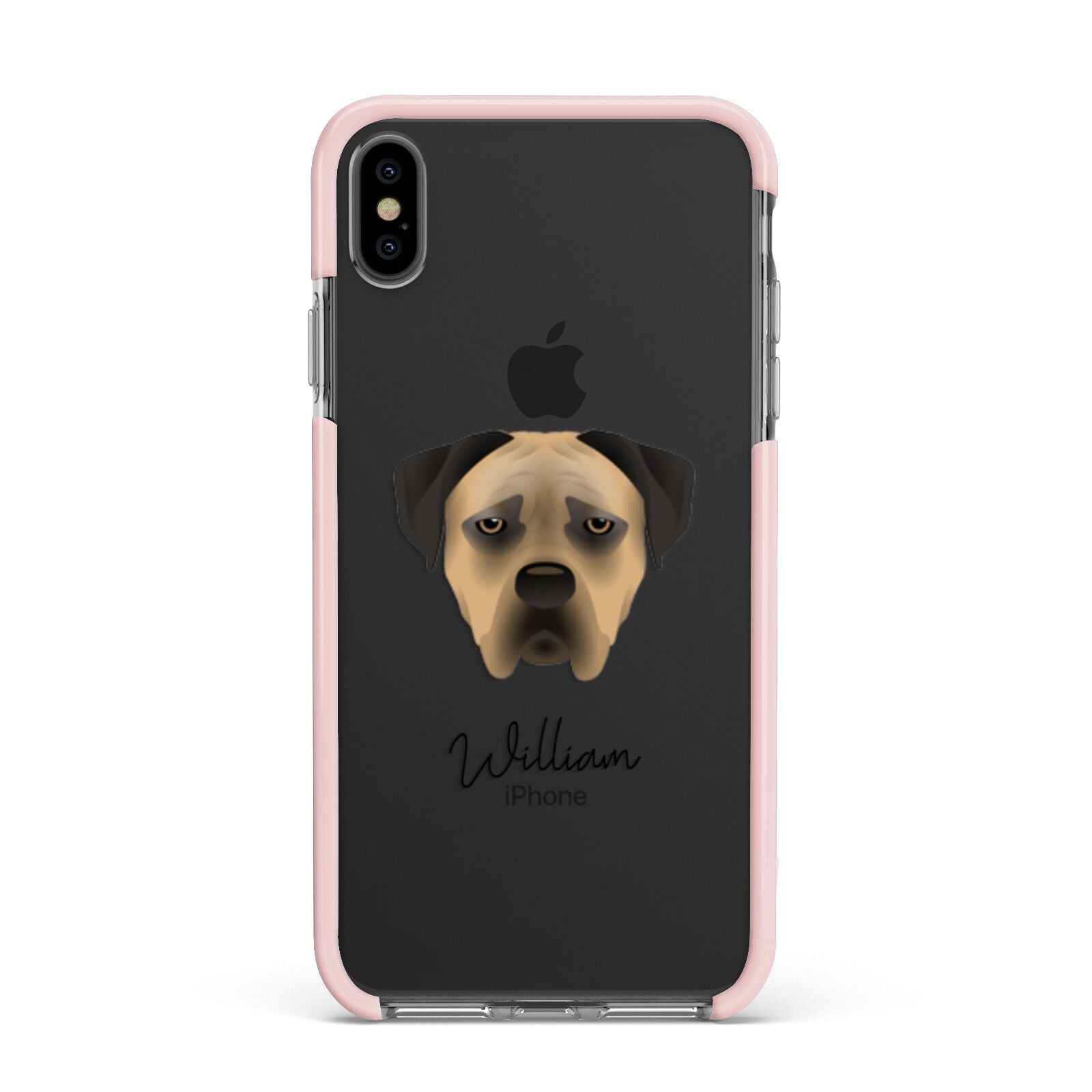 Boerboel Personalised Apple iPhone Xs Max Impact Case Pink Edge on Black Phone