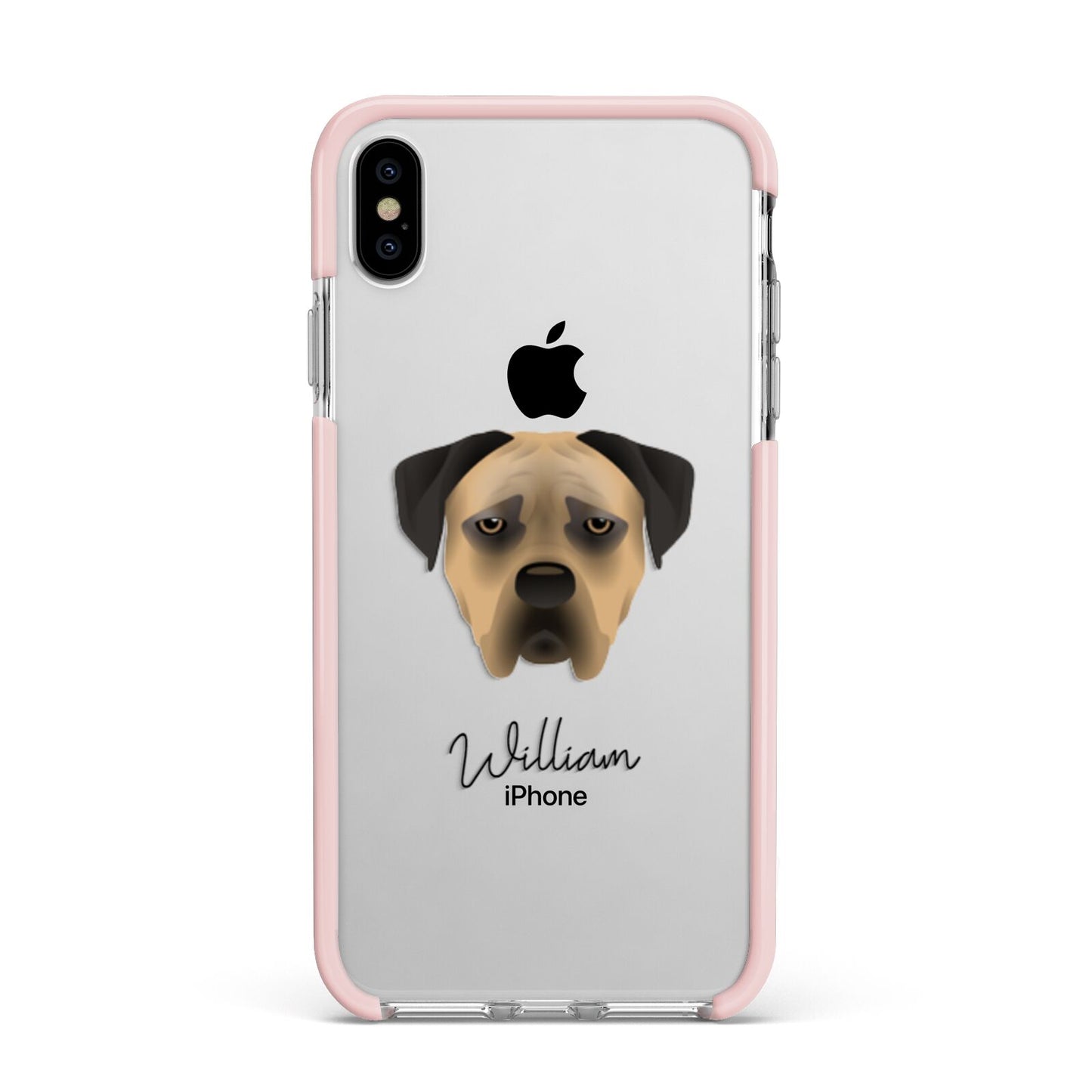 Boerboel Personalised Apple iPhone Xs Max Impact Case Pink Edge on Silver Phone