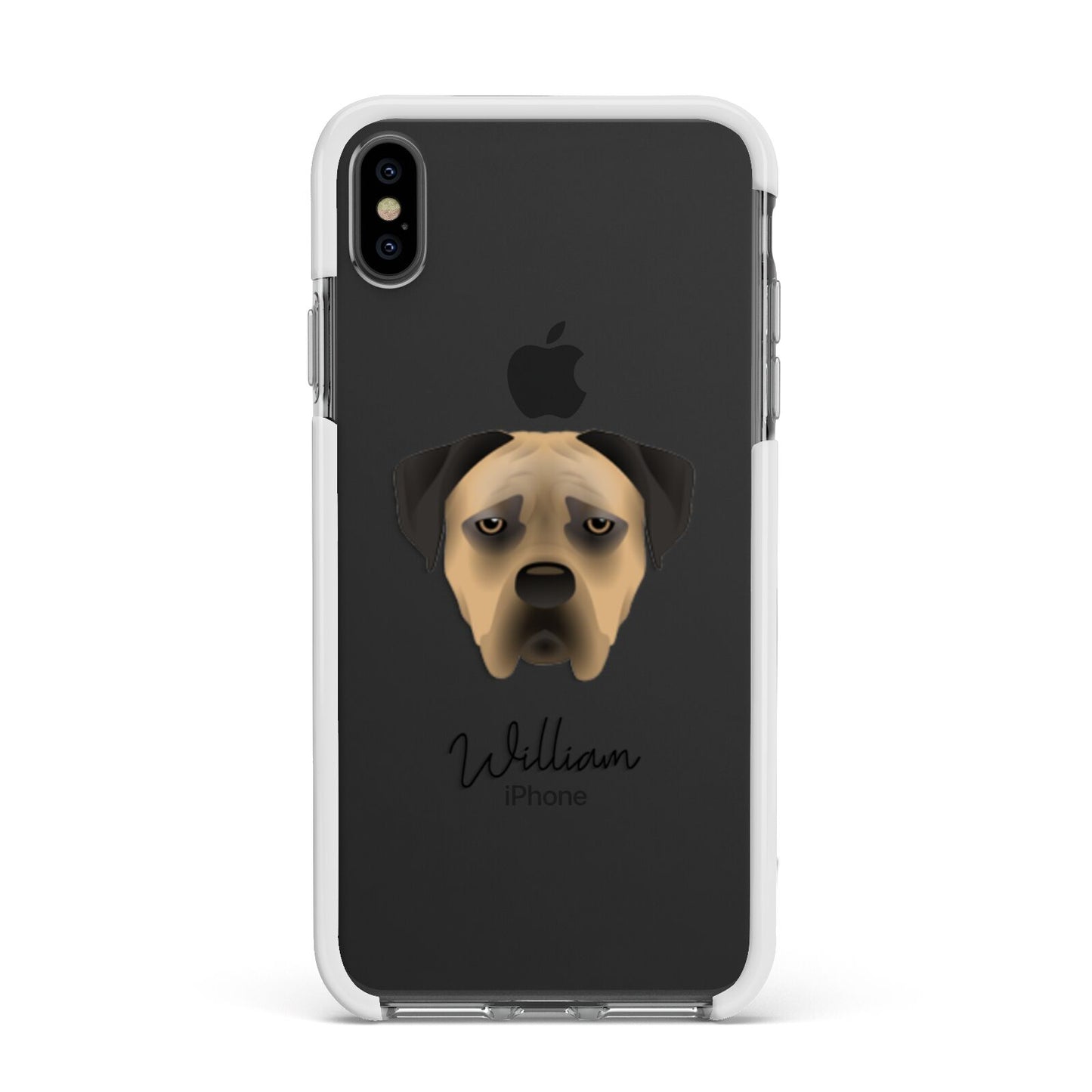 Boerboel Personalised Apple iPhone Xs Max Impact Case White Edge on Black Phone