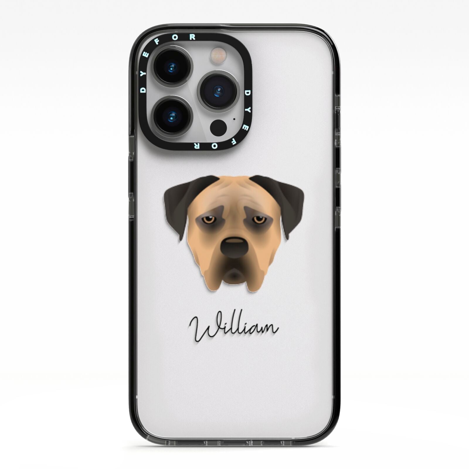 Boerboel Personalised iPhone 13 Pro Black Impact Case on Silver phone