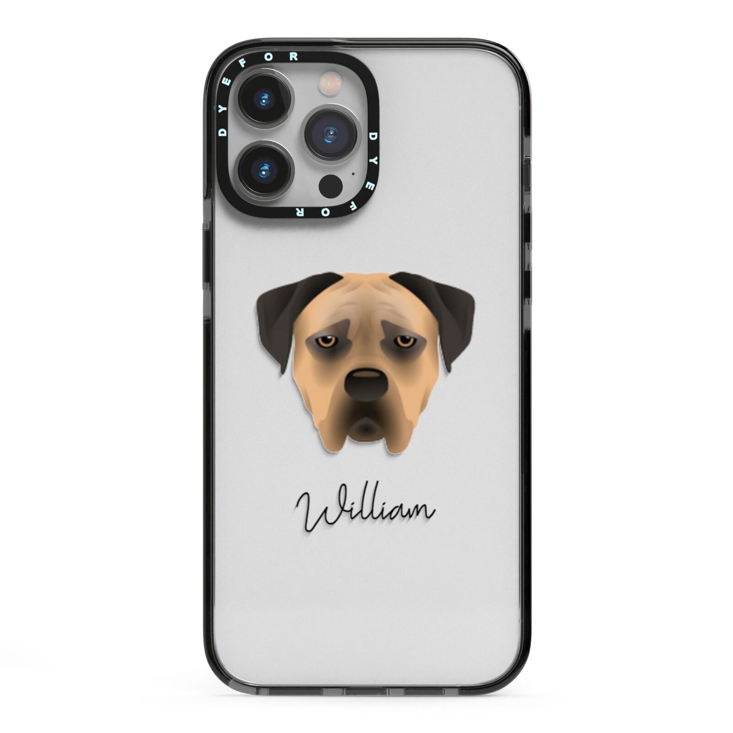 Boerboel Personalised iPhone 13 Pro Max Black Impact Case on Silver phone