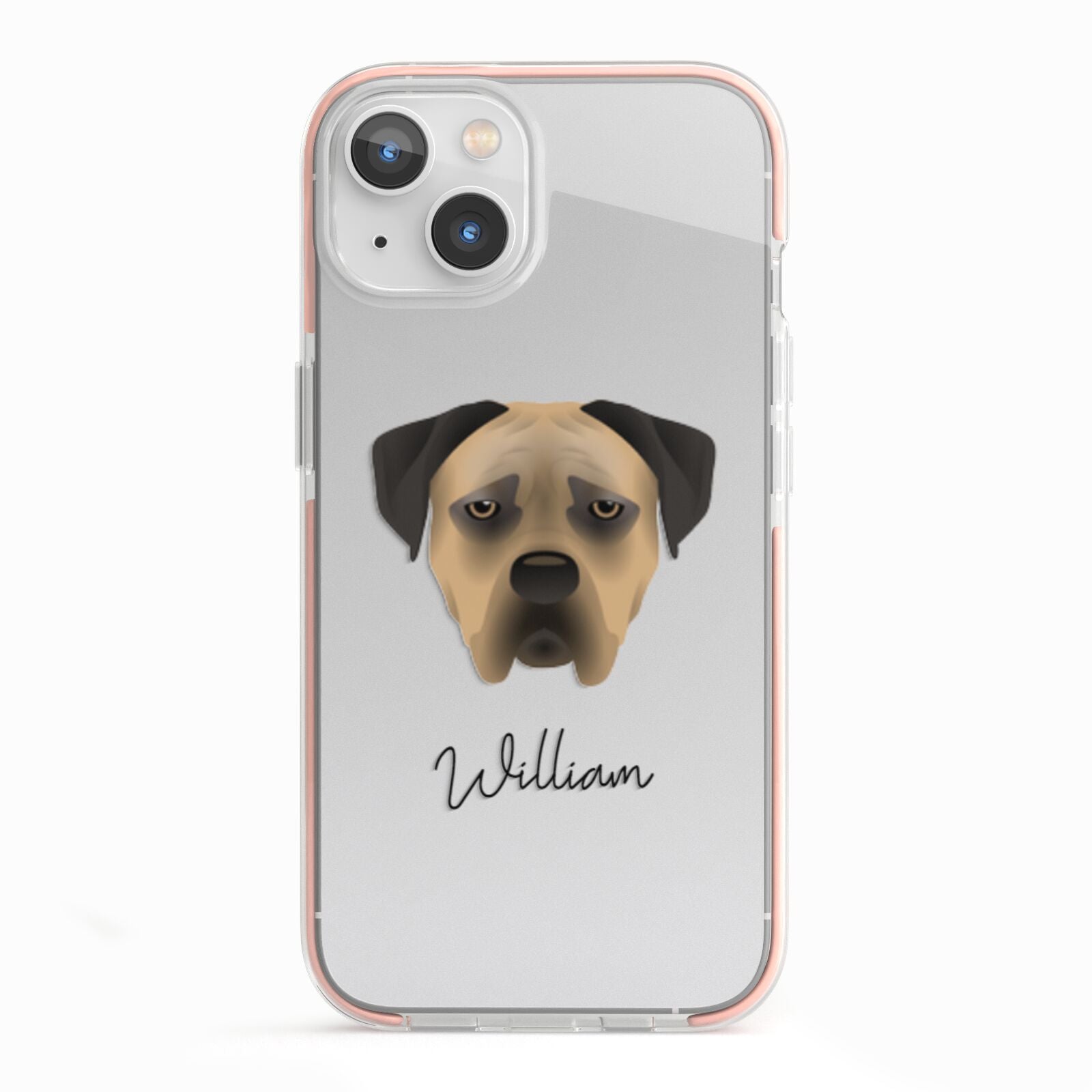 Boerboel Personalised iPhone 13 TPU Impact Case with Pink Edges