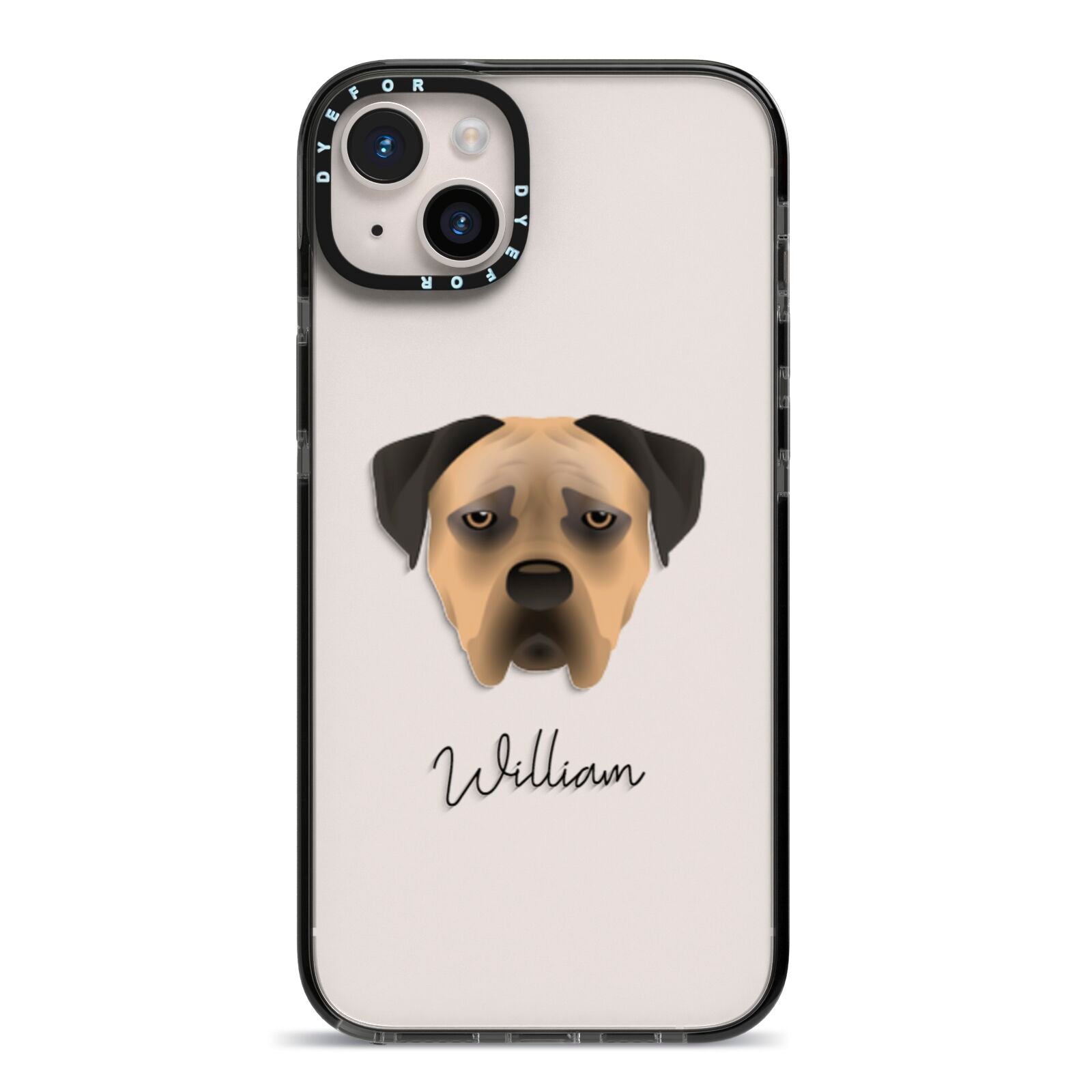 Boerboel Personalised iPhone 14 Plus Black Impact Case on Silver phone