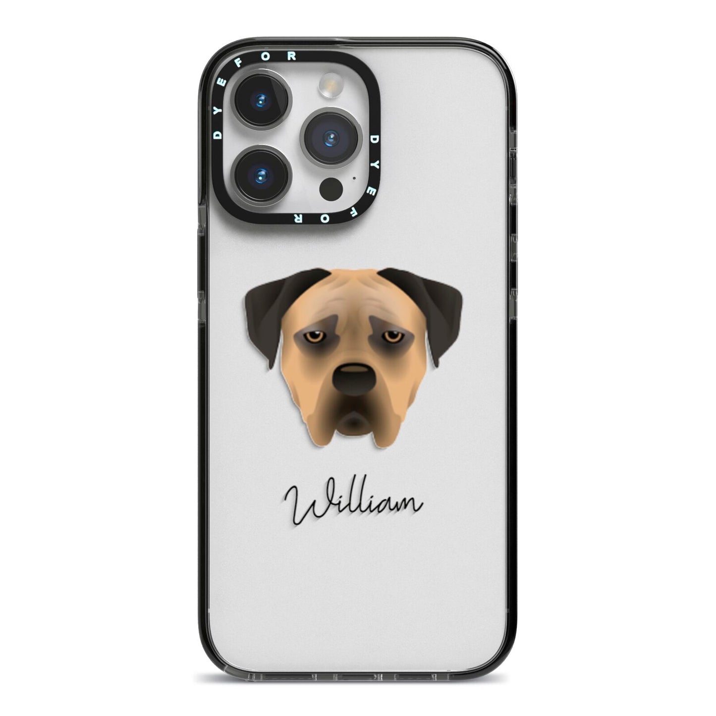 Boerboel Personalised iPhone 14 Pro Max Black Impact Case on Silver phone