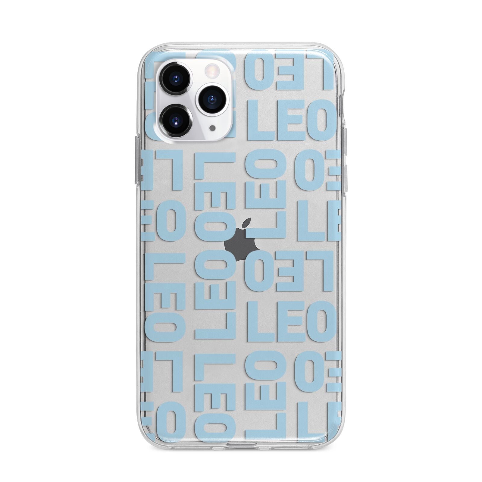 Bold Blue Block Names Apple iPhone 11 Pro Max in Silver with Bumper Case