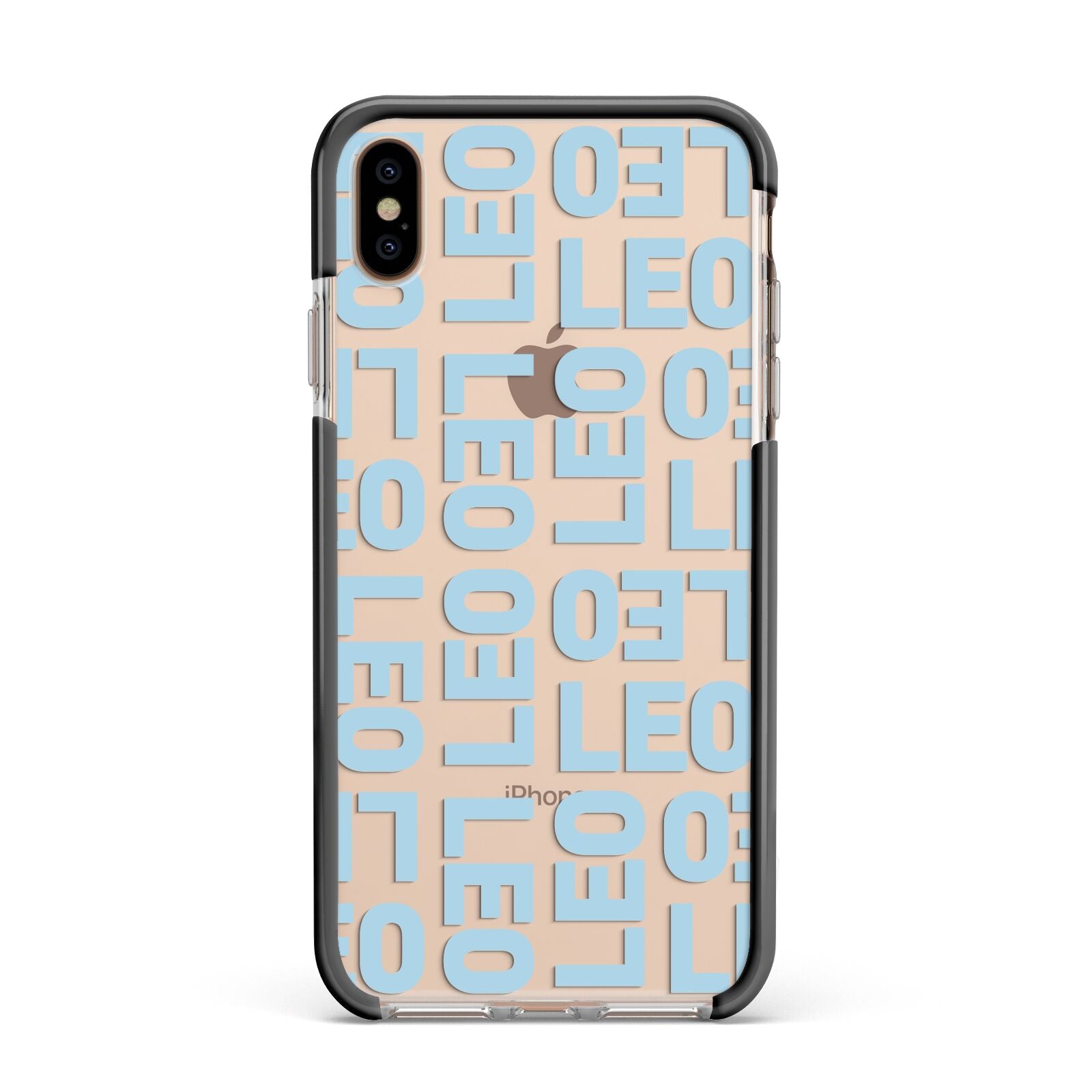 Bold Blue Block Names Apple iPhone Xs Max Impact Case Black Edge on Gold Phone