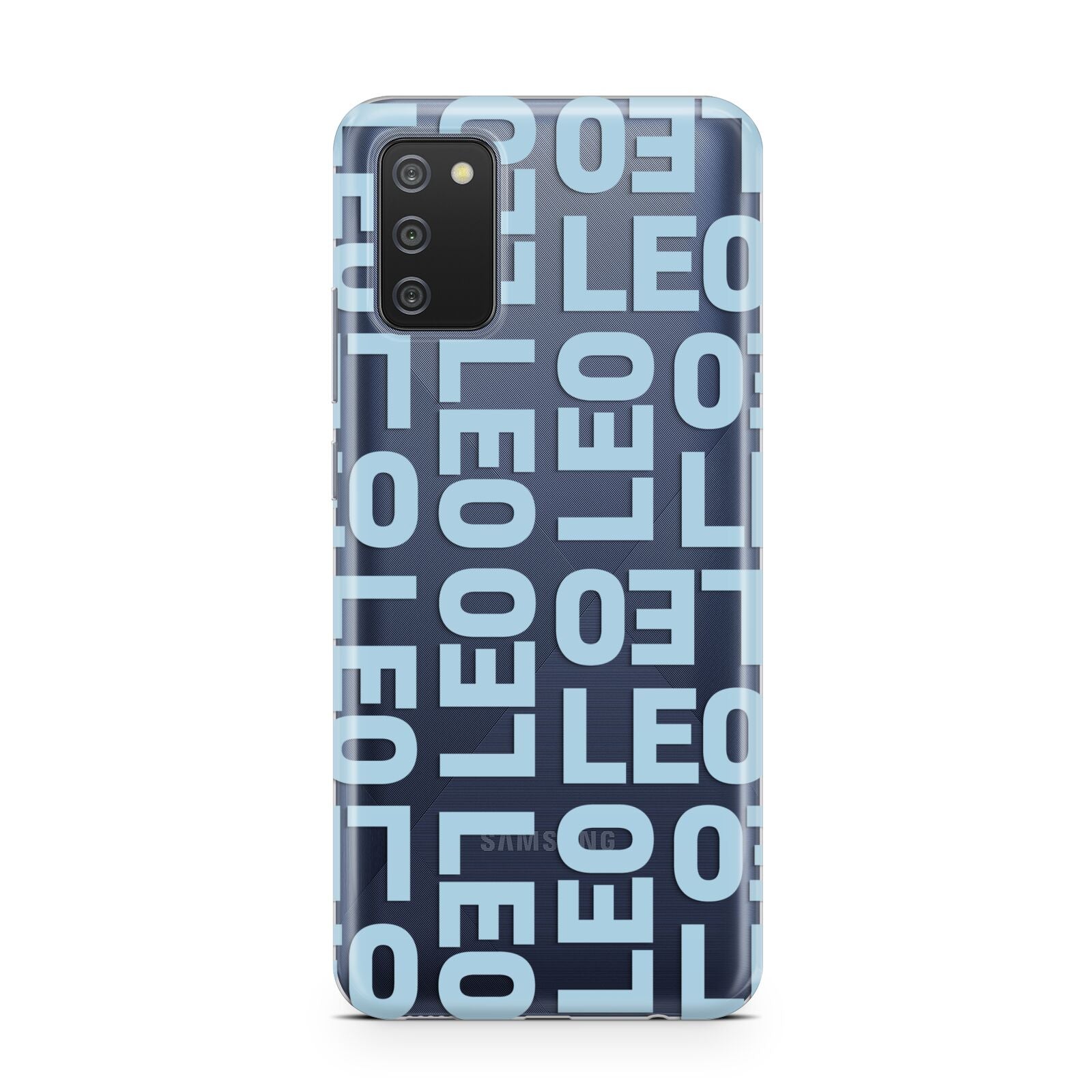 Bold Blue Block Names Samsung A02s Case