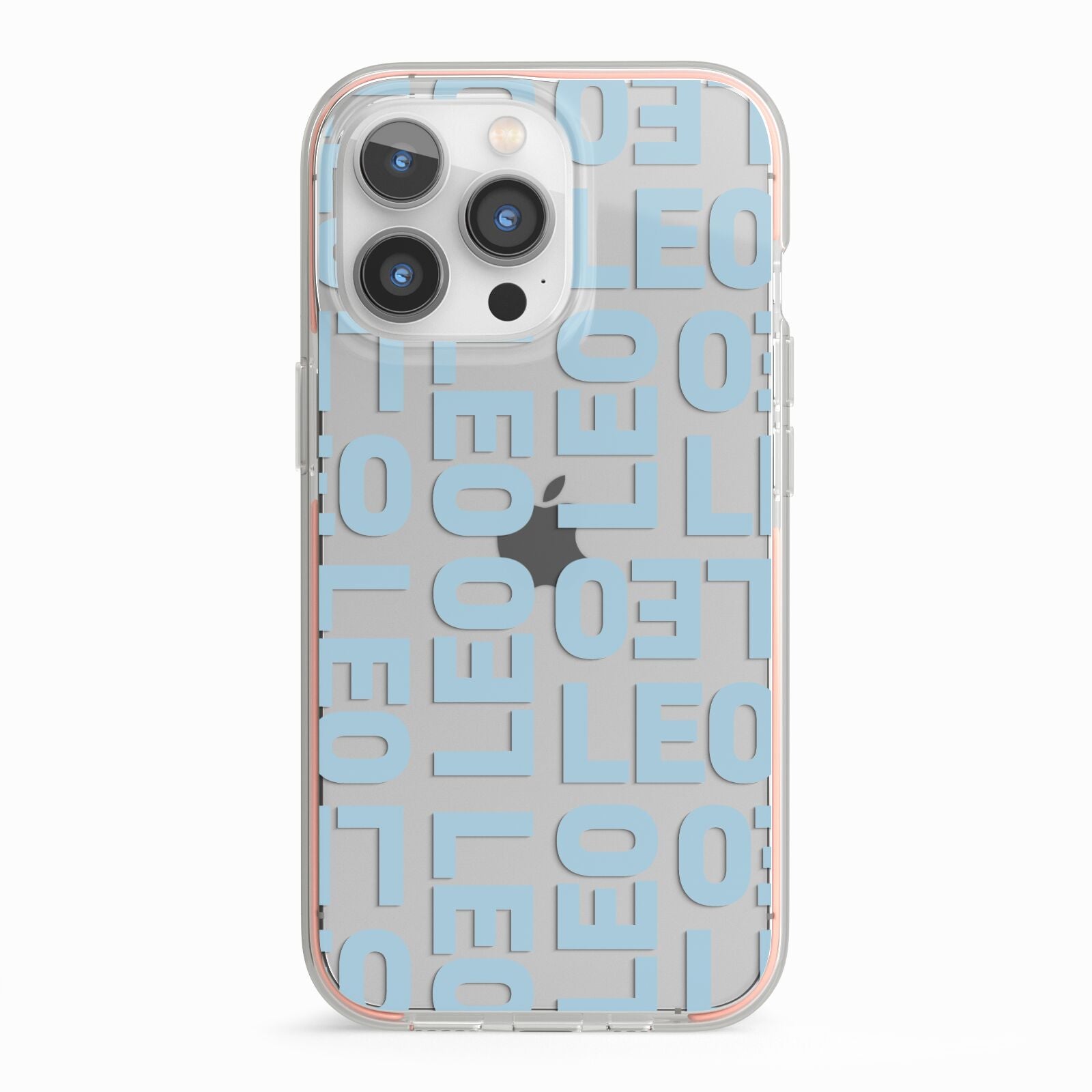 Bold Blue Block Names iPhone 13 Pro TPU Impact Case with Pink Edges