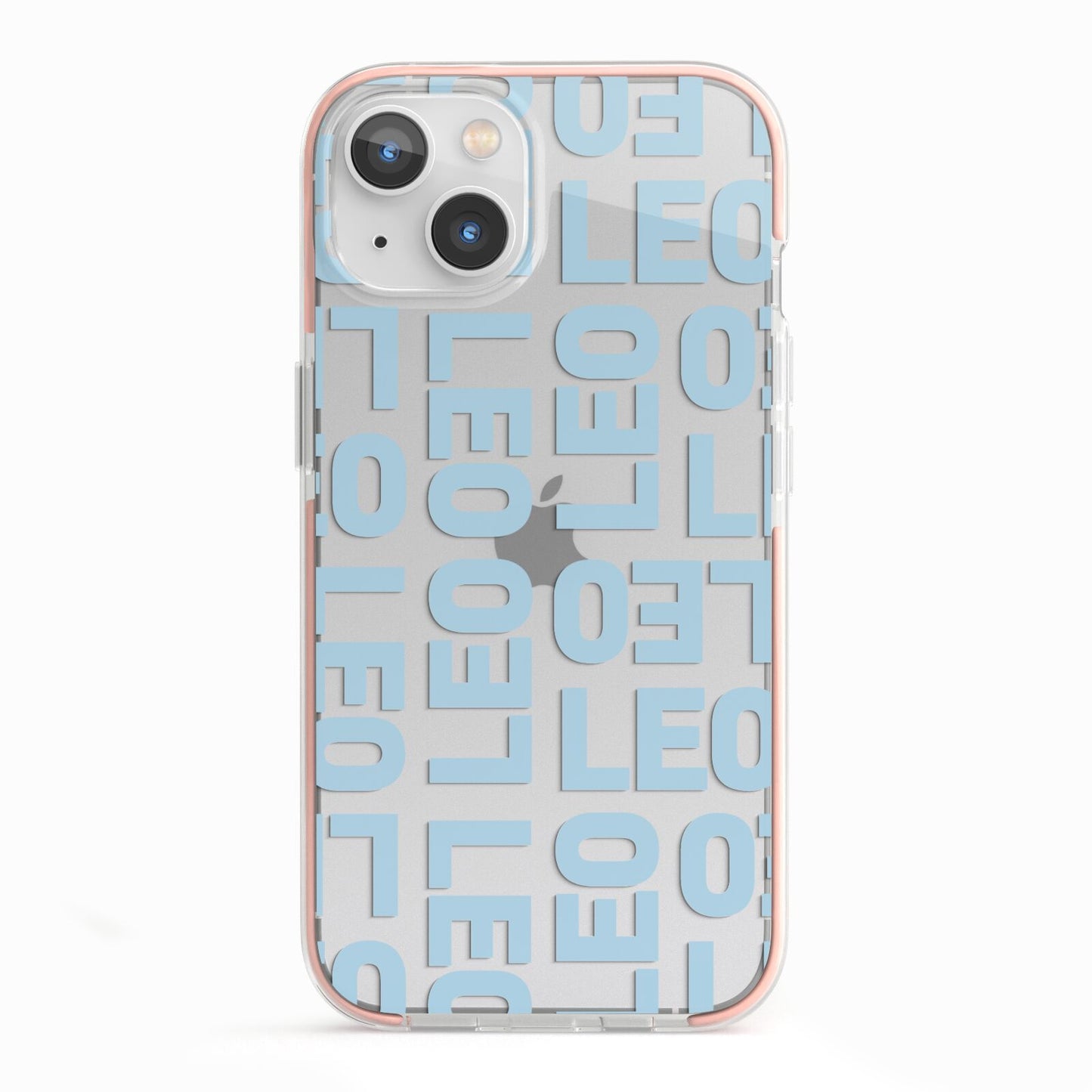 Bold Blue Block Names iPhone 13 TPU Impact Case with Pink Edges