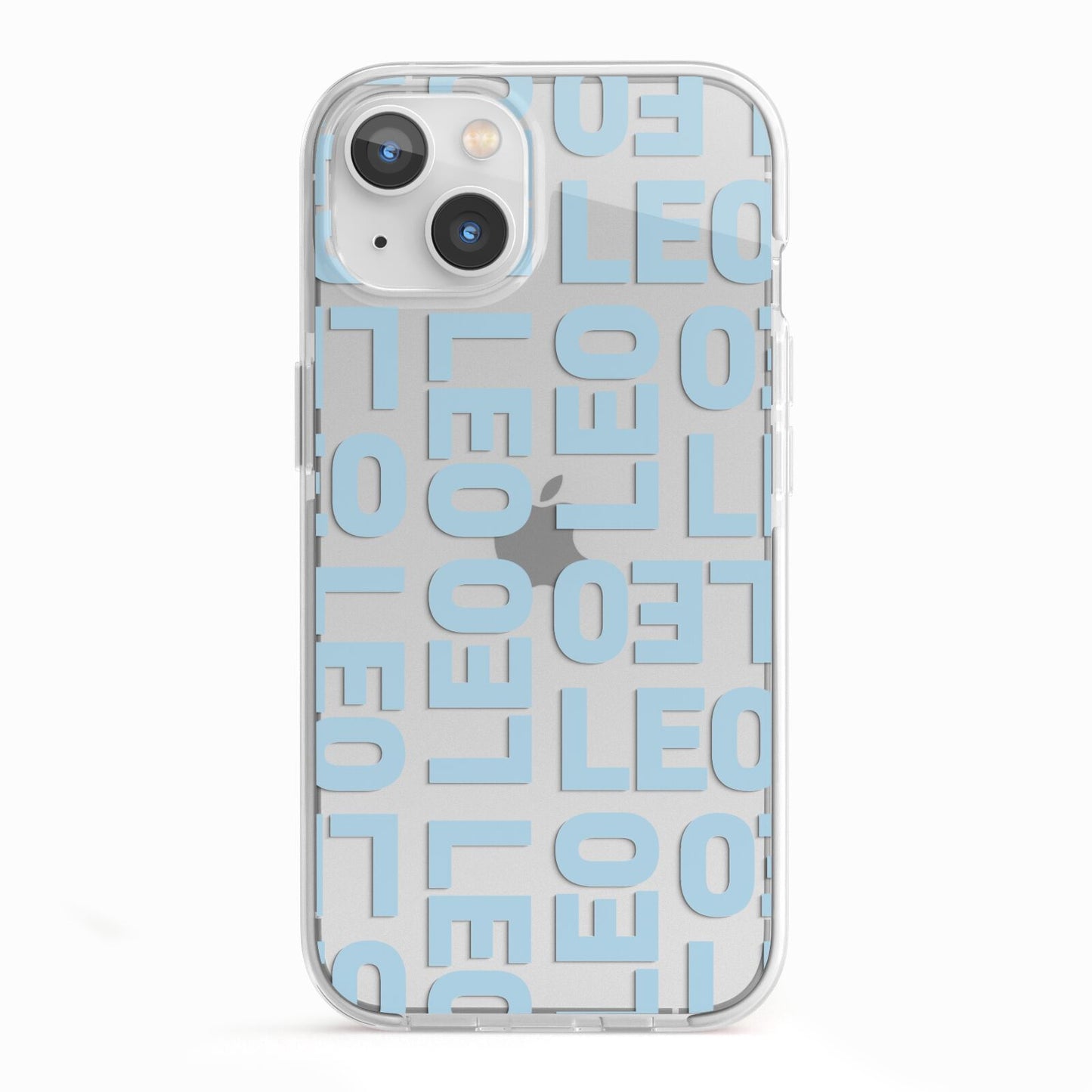 Bold Blue Block Names iPhone 13 TPU Impact Case with White Edges