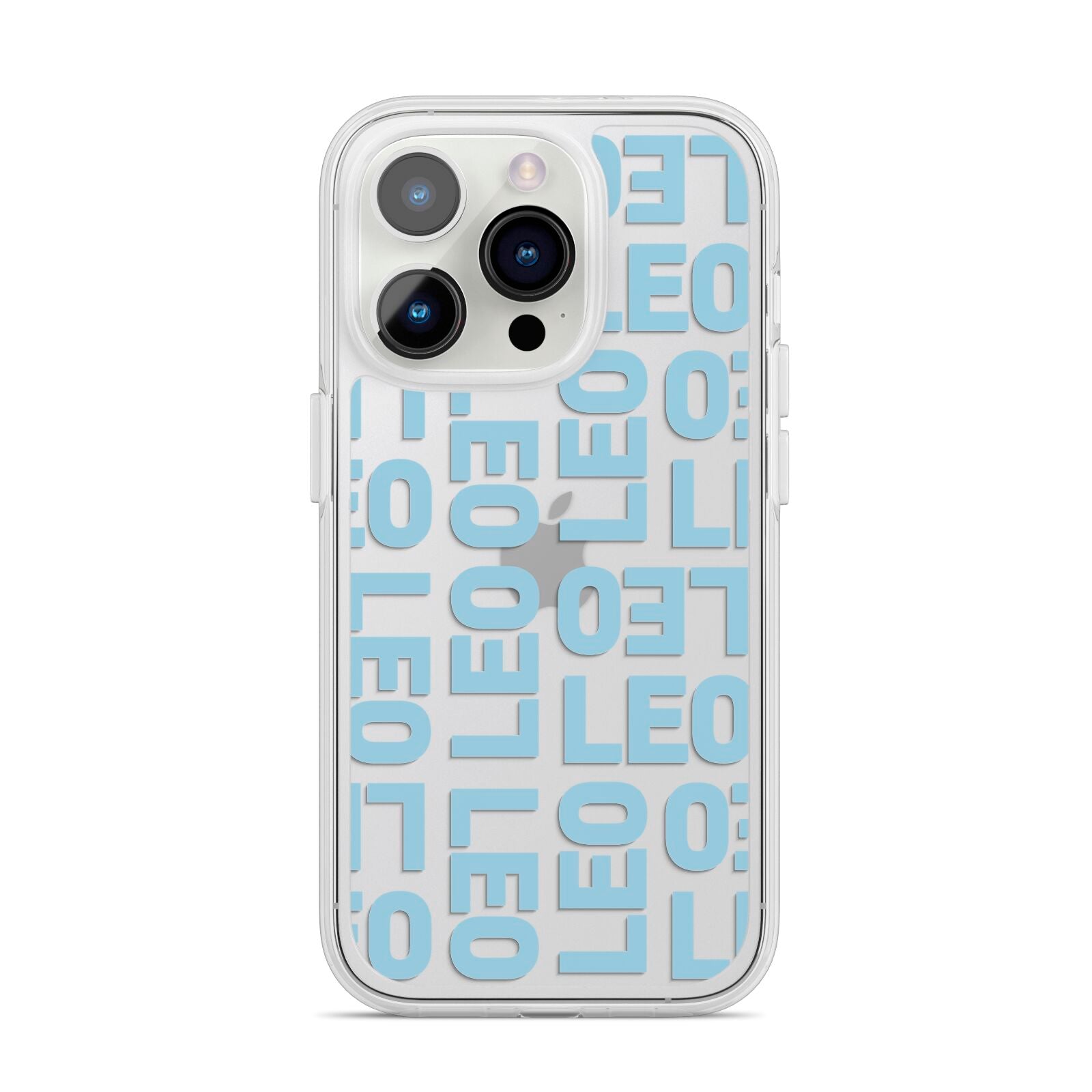 Bold Blue Block Names iPhone 14 Pro Clear Tough Case Silver