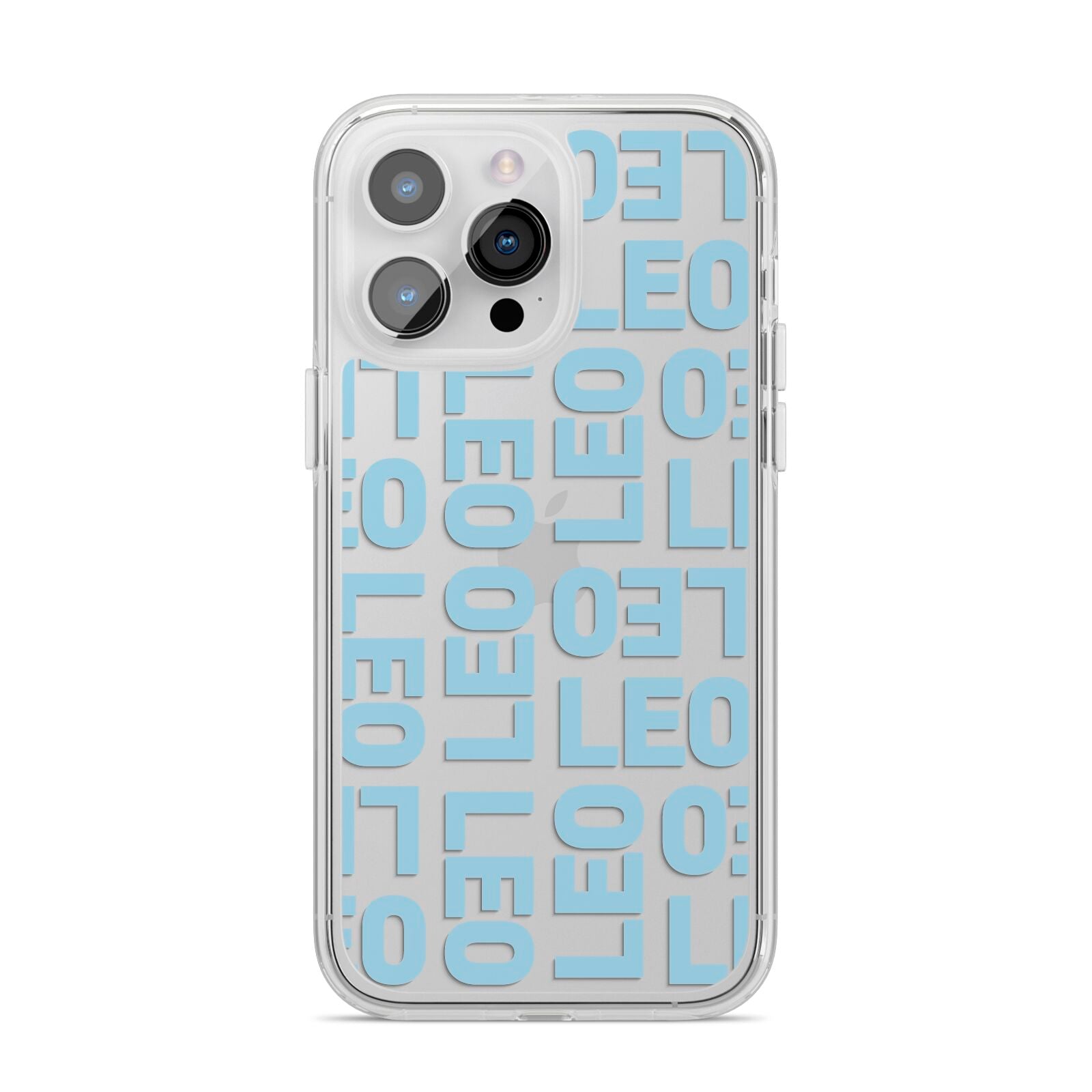 Bold Blue Block Names iPhone 14 Pro Max Clear Tough Case Silver