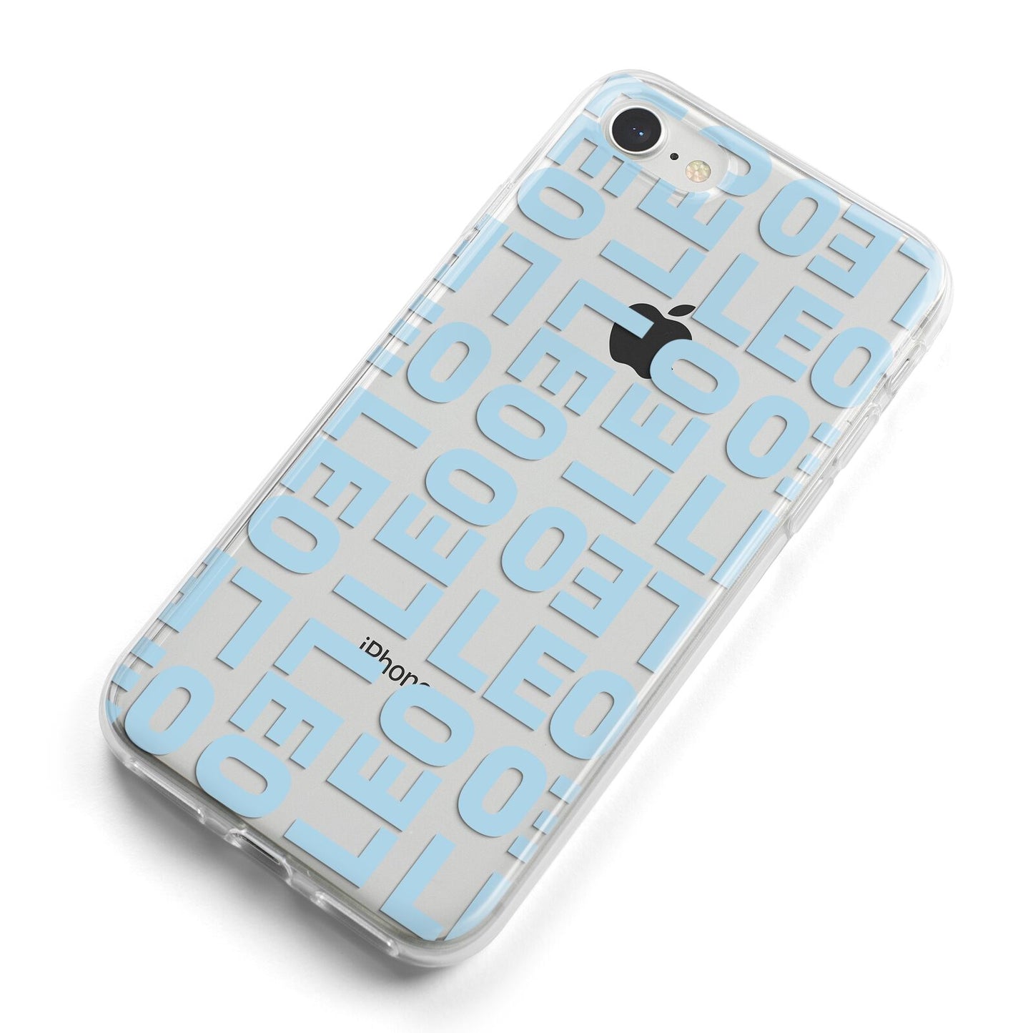 Bold Blue Block Names iPhone 8 Bumper Case on Silver iPhone Alternative Image