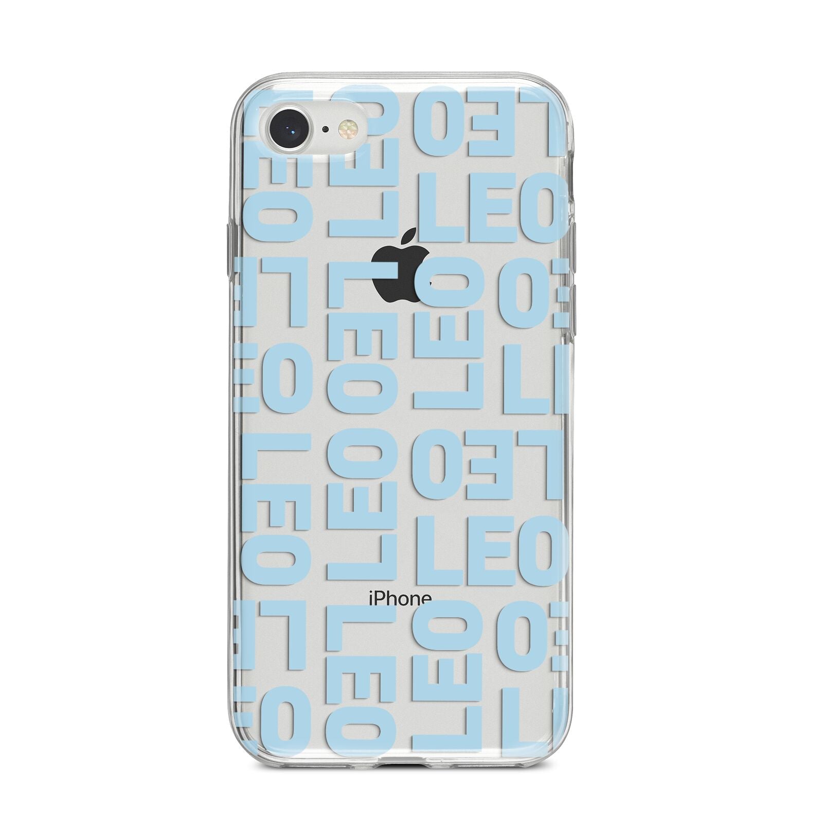 Bold Blue Block Names iPhone 8 Bumper Case on Silver iPhone