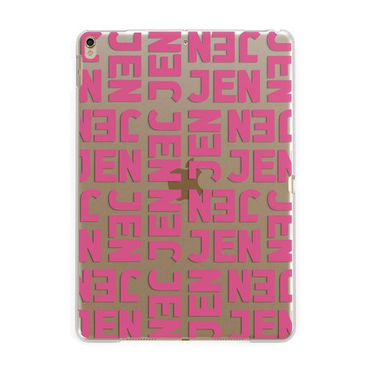 Bold Pink Repeating Name Apple iPad Gold Case