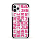 Bold Pink Repeating Name Apple iPhone 11 Pro in Silver with Black Impact Case