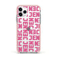 Bold Pink Repeating Name Apple iPhone 11 Pro in Silver with Pink Impact Case