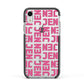 Bold Pink Repeating Name Apple iPhone XR Impact Case Black Edge on Silver Phone
