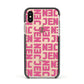 Bold Pink Repeating Name Apple iPhone Xs Impact Case Black Edge on Gold Phone