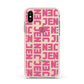 Bold Pink Repeating Name Apple iPhone Xs Impact Case Pink Edge on Gold Phone