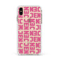 Bold Pink Repeating Name Apple iPhone Xs Max Impact Case White Edge on Gold Phone