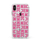 Bold Pink Repeating Name Apple iPhone Xs Max Impact Case White Edge on Silver Phone