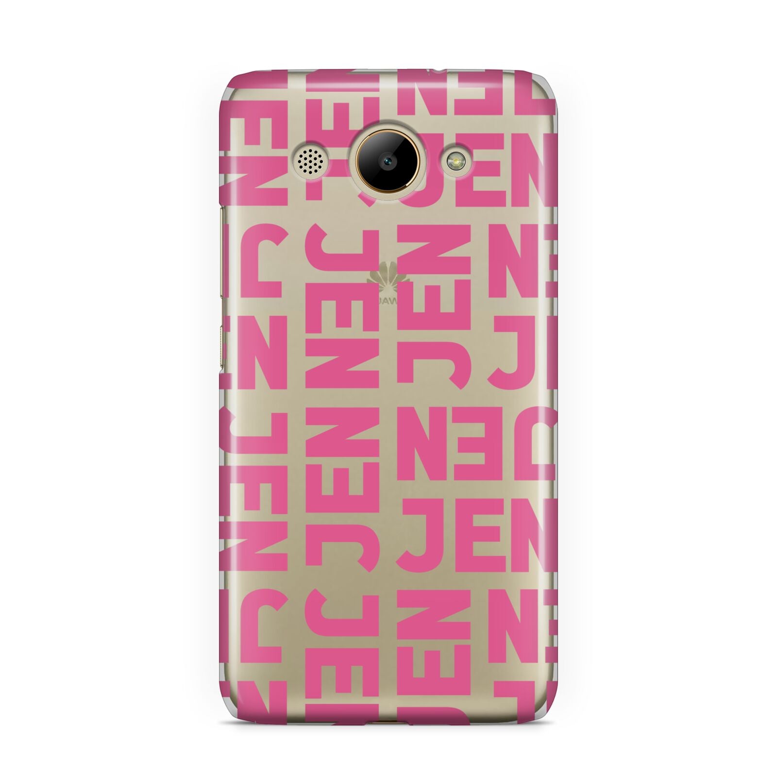 Bold Pink Repeating Name Huawei Y3 2017