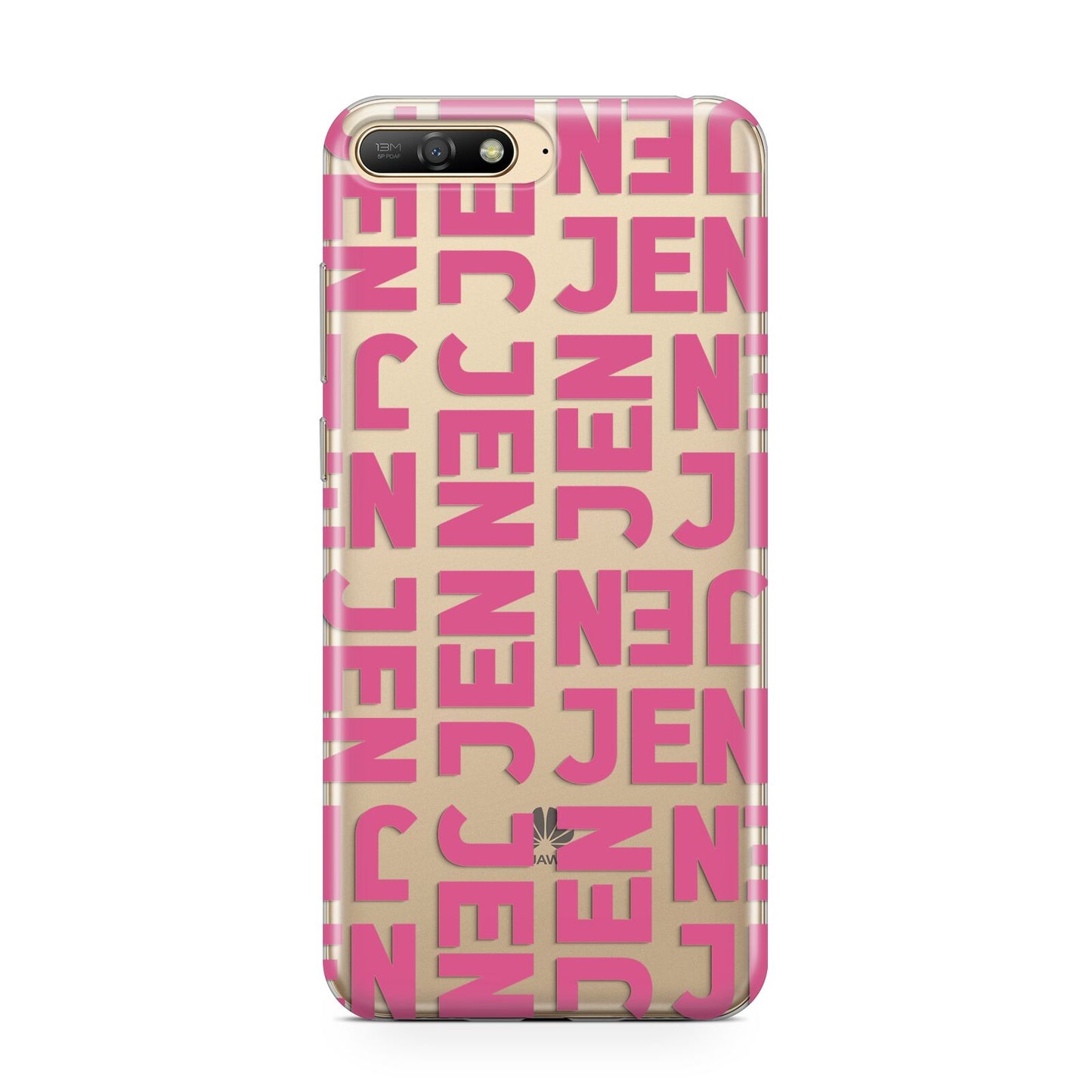 Bold Pink Repeating Name Huawei Y6 2018