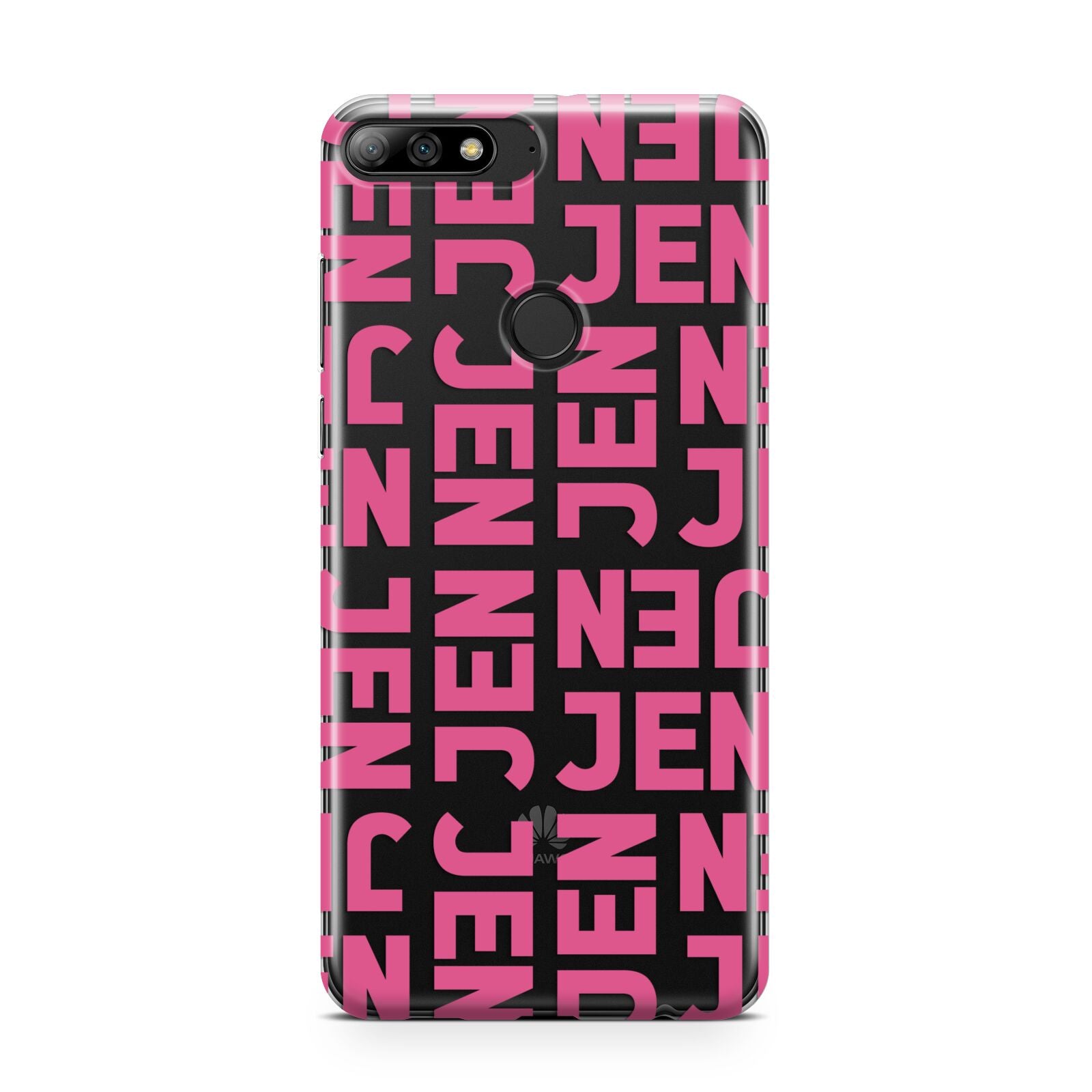 Bold Pink Repeating Name Huawei Y7 2018