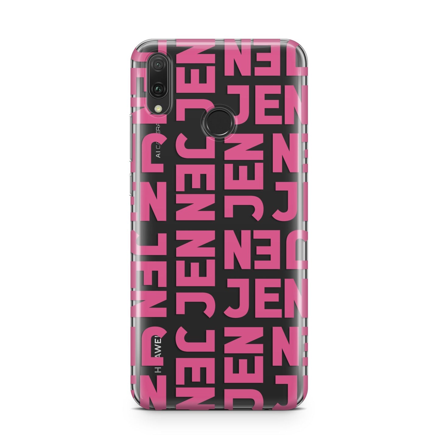 Bold Pink Repeating Name Huawei Y9 2019