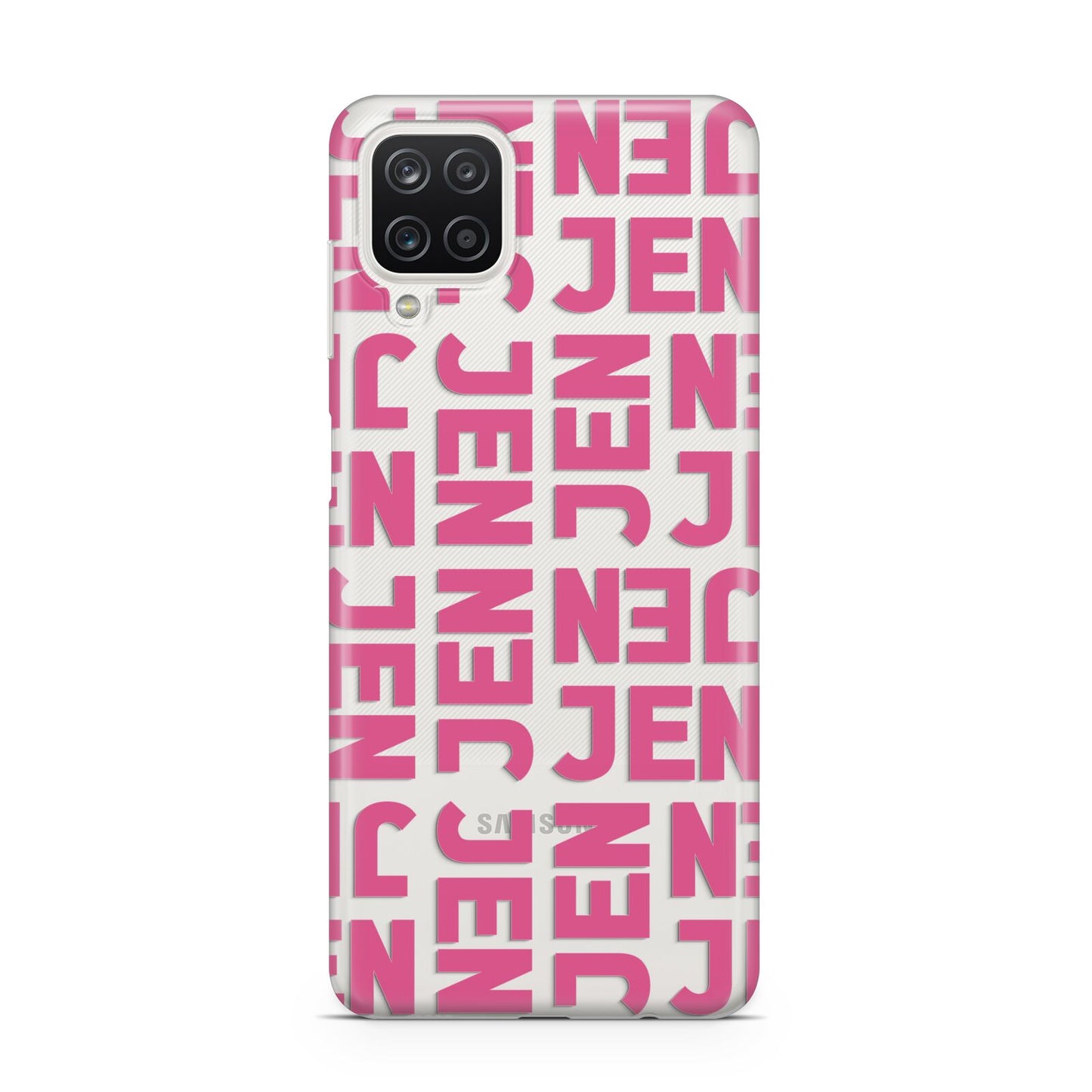 Bold Pink Repeating Name Samsung A12 Case