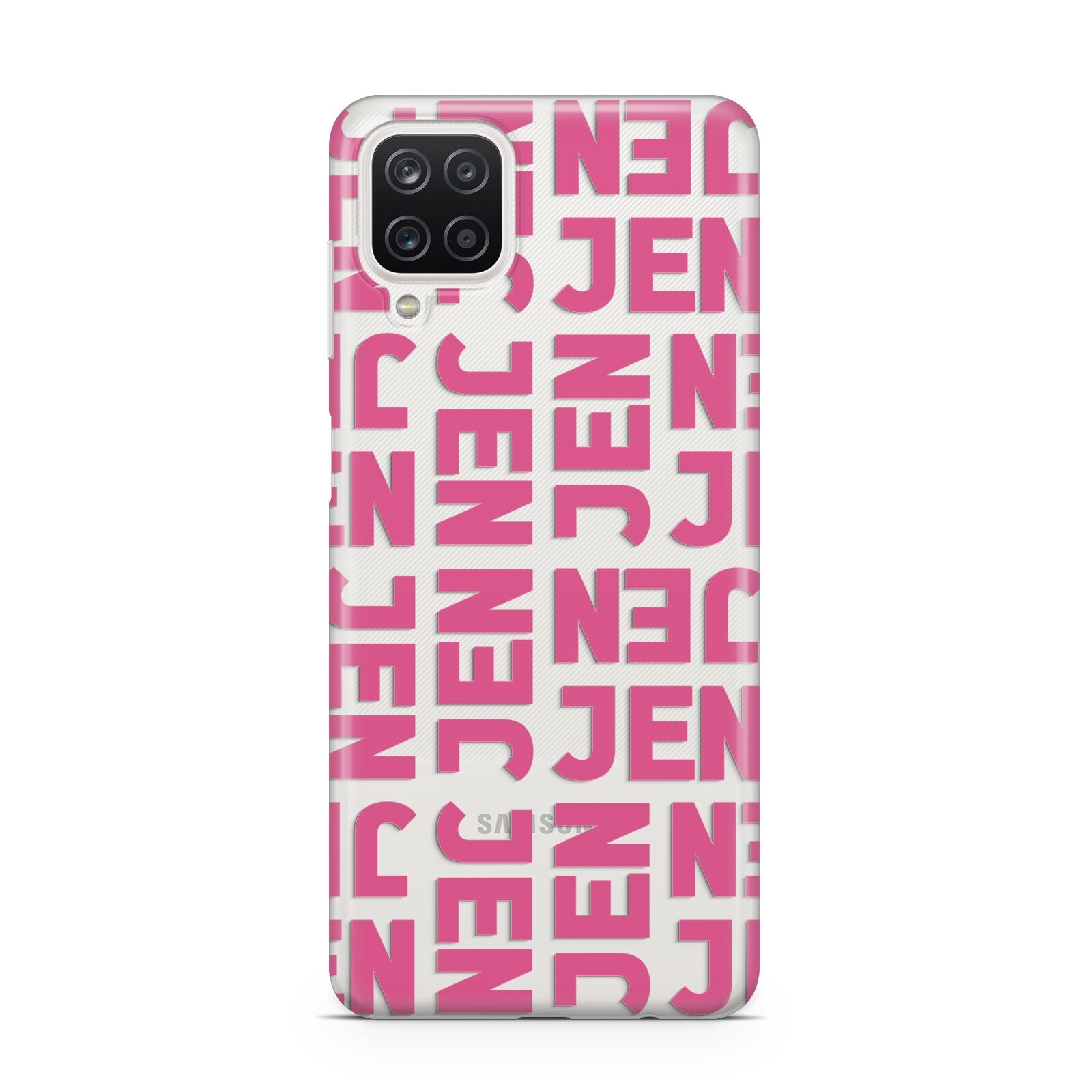 Bold Pink Repeating Name Samsung A12 Case