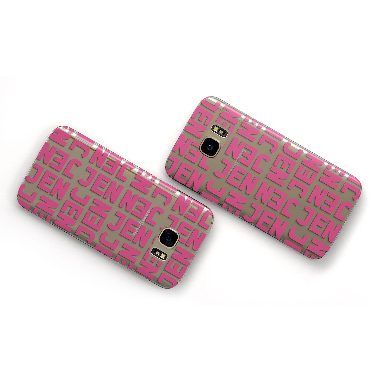 Bold Pink Repeating Name Samsung Galaxy Case Flat Overview