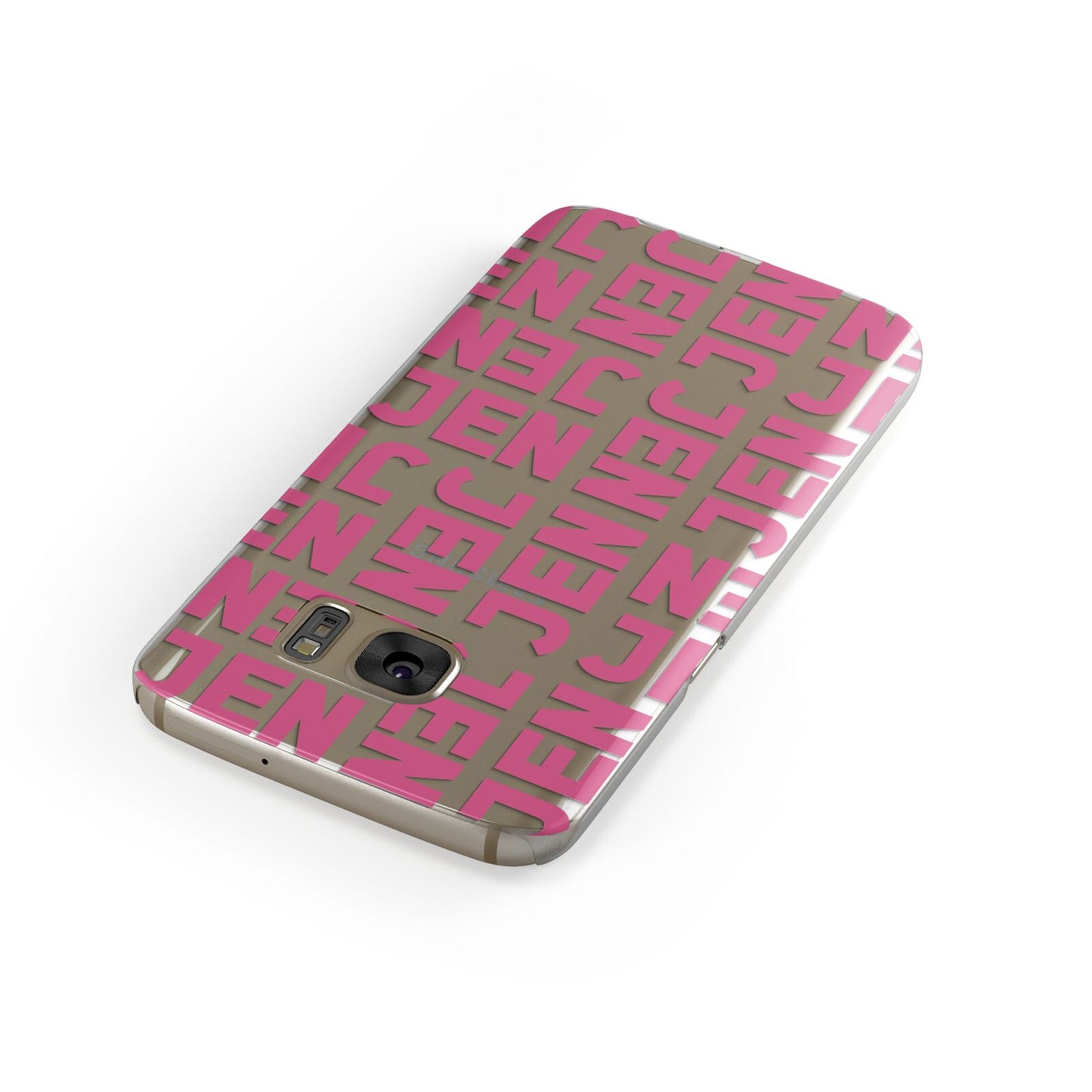 Bold Pink Repeating Name Samsung Galaxy Case Front Close Up