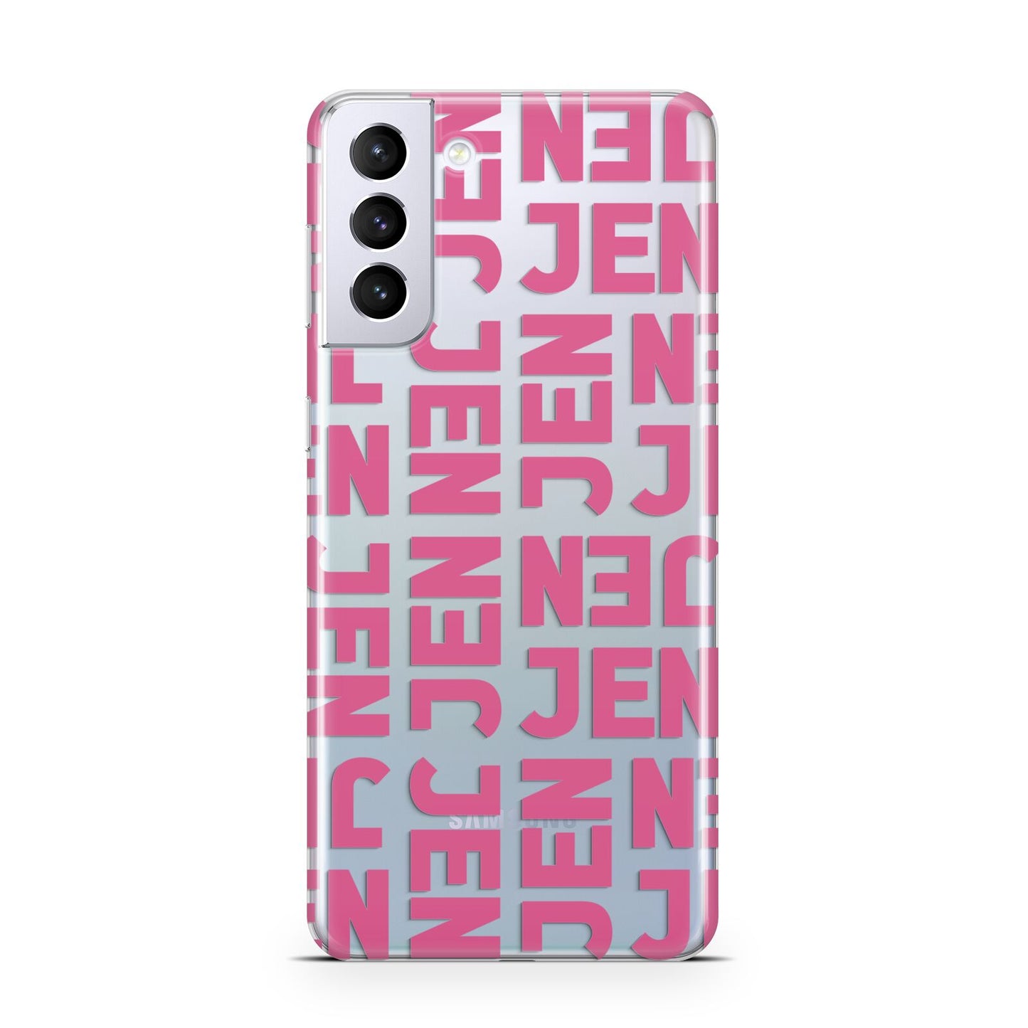 Bold Pink Repeating Name Samsung S21 Plus Case