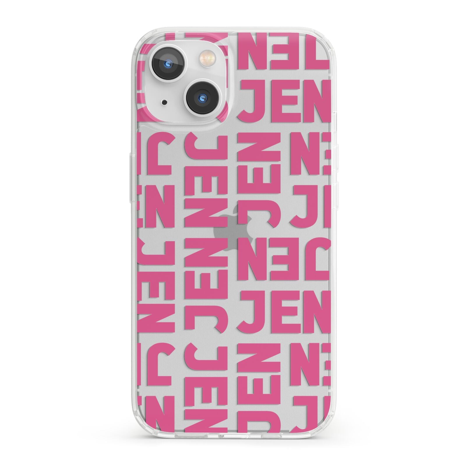 Bold Pink Repeating Name iPhone 13 Clear Bumper Case