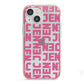 Bold Pink Repeating Name iPhone 13 Mini TPU Impact Case with Pink Edges