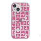 Bold Pink Repeating Name iPhone 13 Mini TPU Impact Case with White Edges